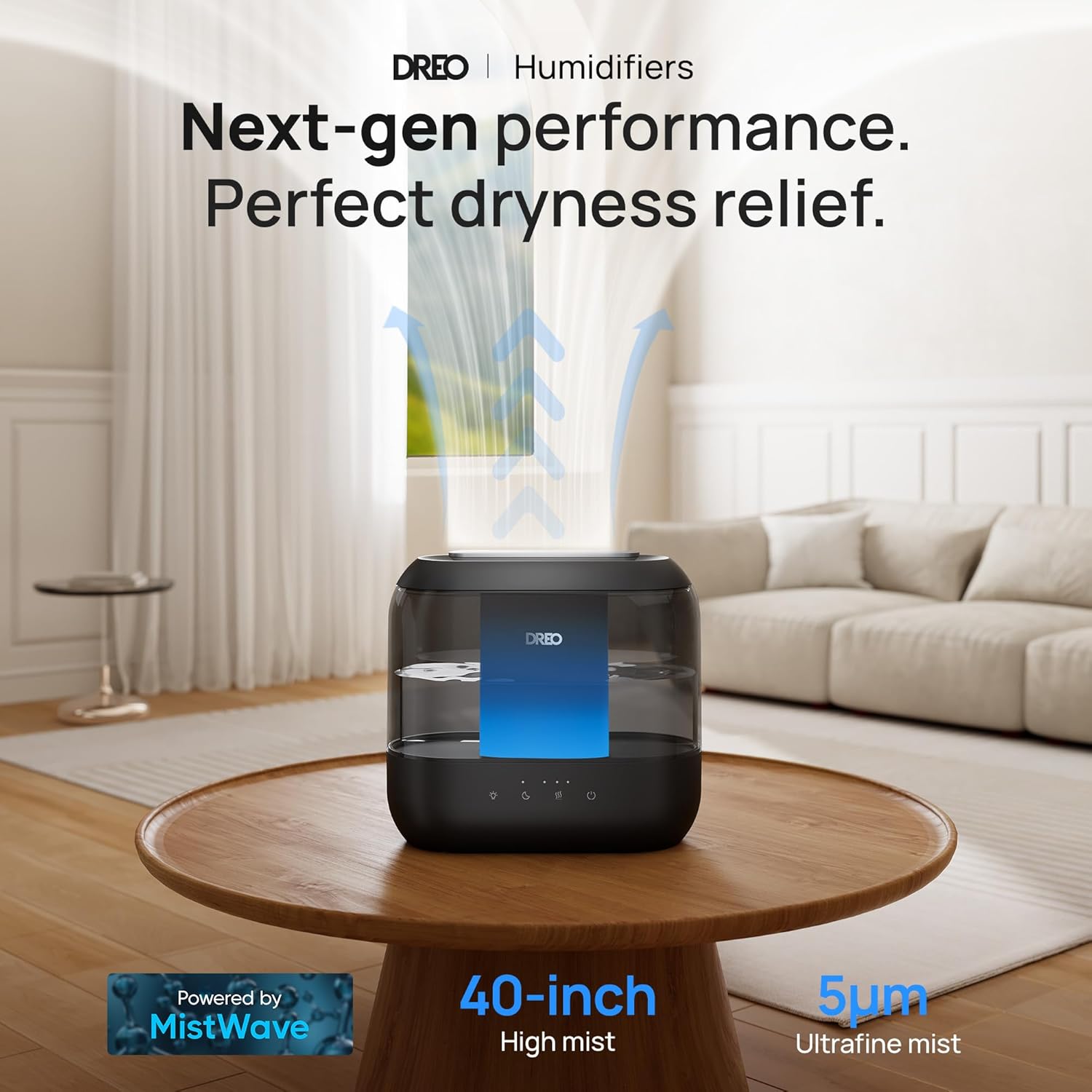 Thumbnail 1 de Dreo Humidifiers for Bedroom, 4L Top Fill Cool Mist Humidifier (Black) — 36H Runtime, 28 dB Quiet