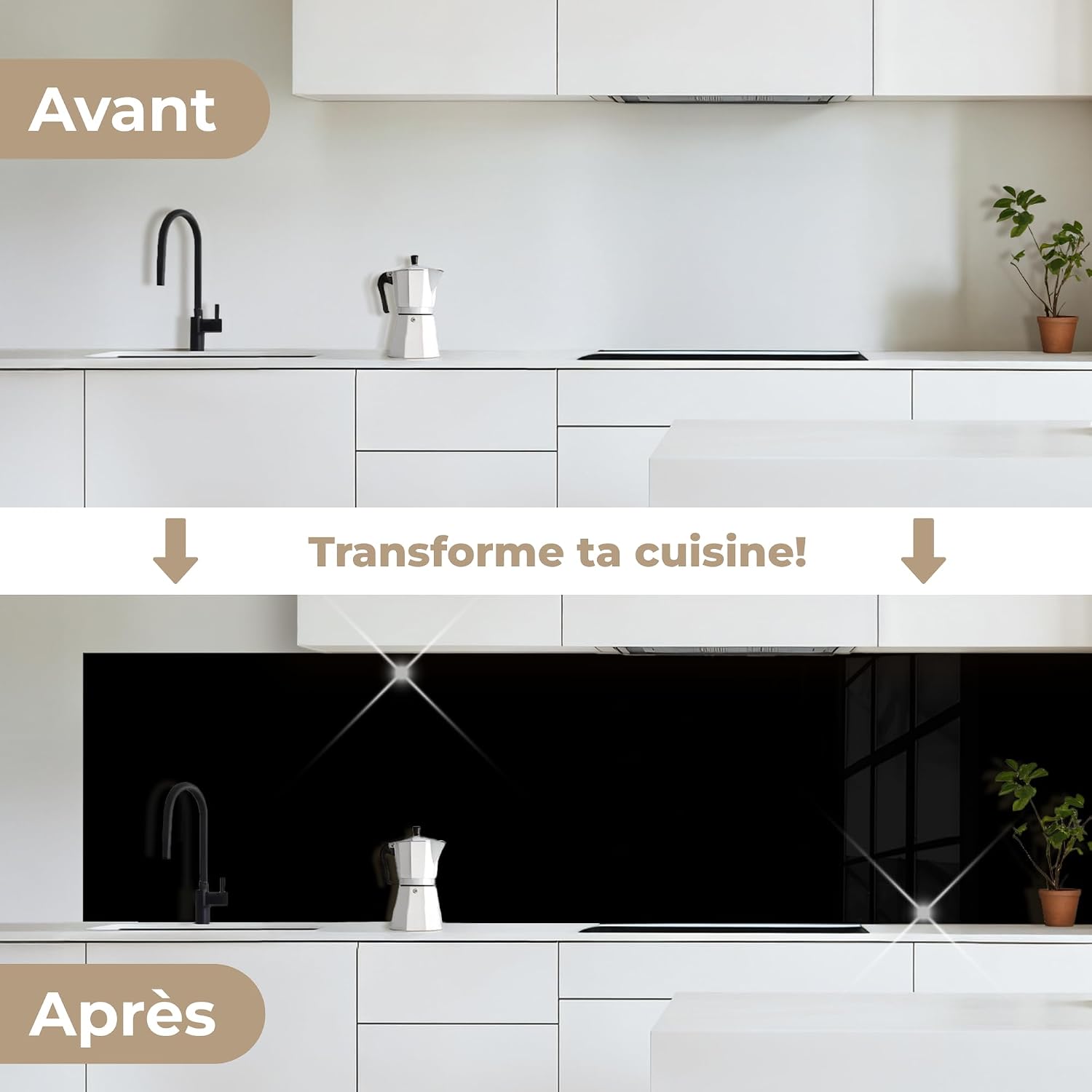 Detalle de KitchenYeah zelfklevende keukenwandbekleding 80 x 300 cm, zwart kunststof