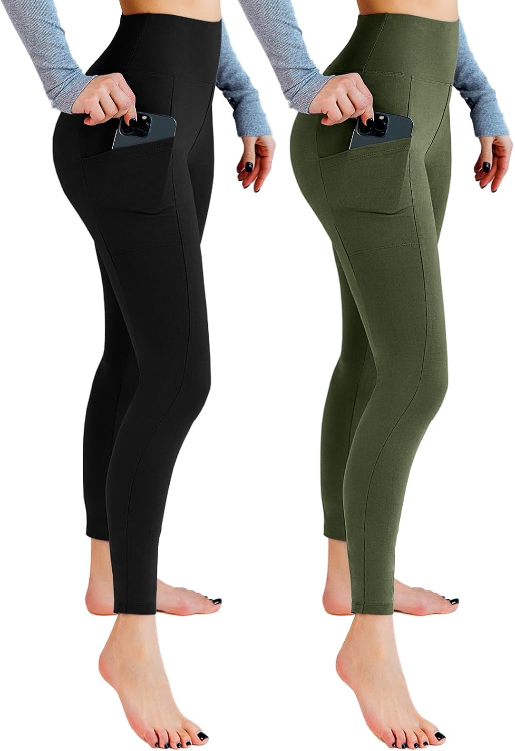 Detalle de Leafigure 2er Pack Sport Leggings Damen High Waist