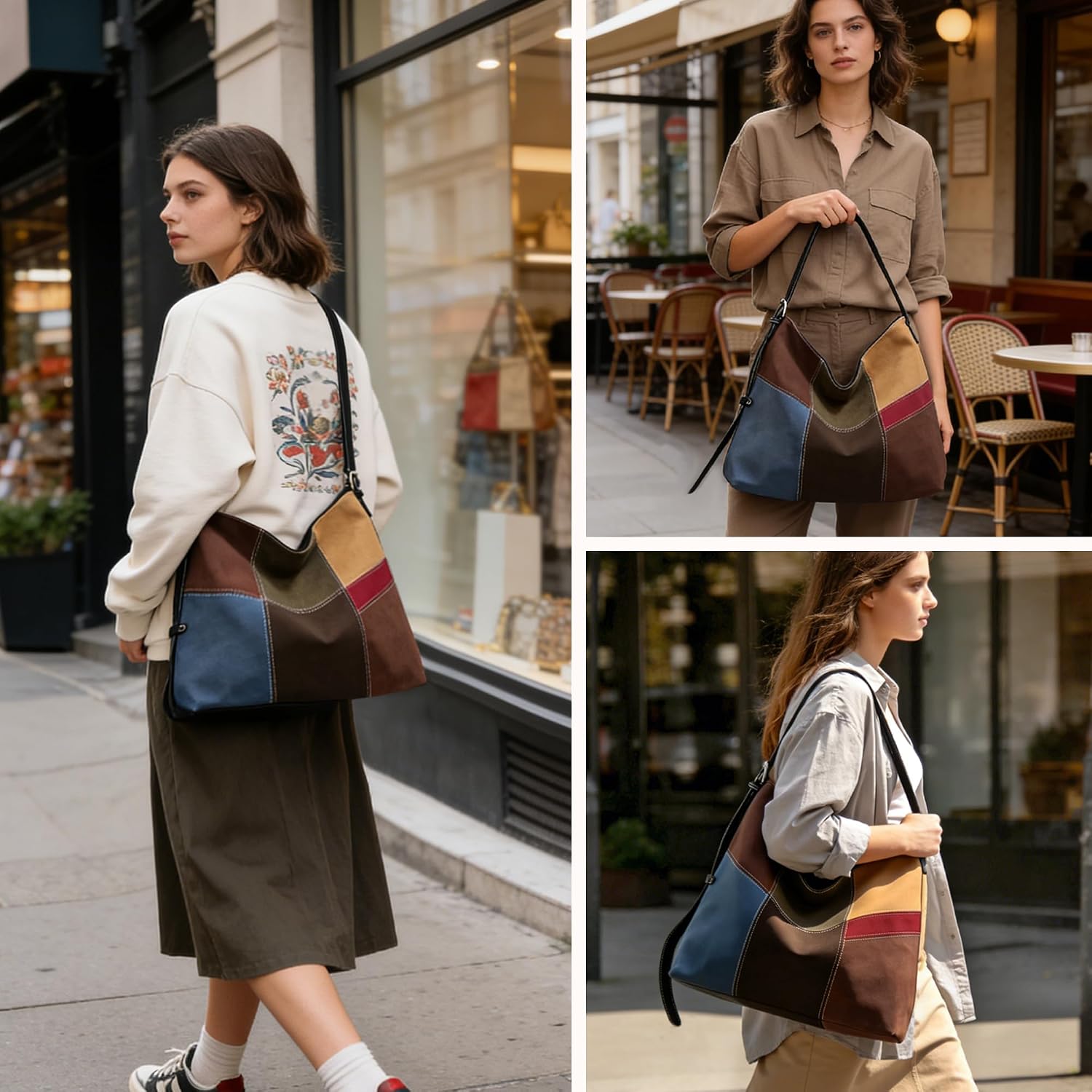 Detalle de Mabecol Sac bandoulière femme grand format en PU effet cuir