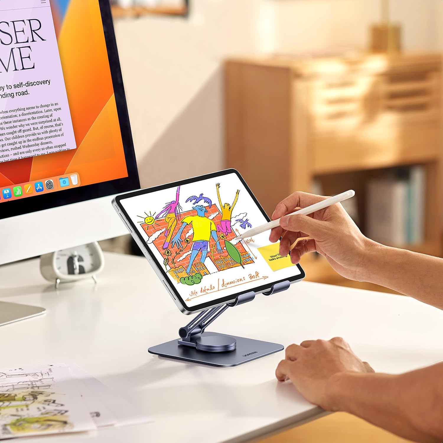 Thumbnail 6 de UGREEN Adjustable Swivel Tablet Stand, Aluminium, Foldable, 360° Rotation