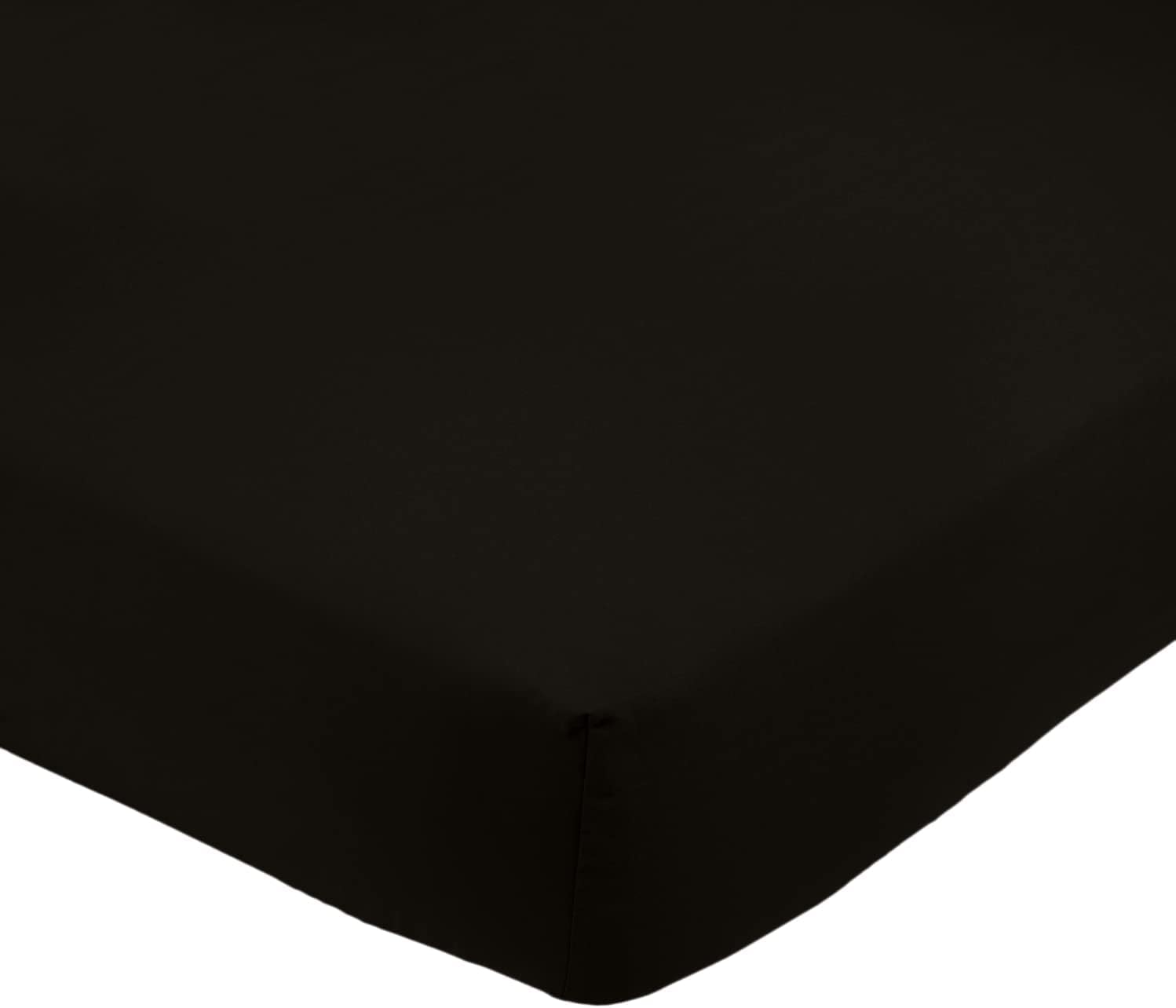 Detalle de Amazon Basics Bedding Soft Microfibre Super King Fitted Sheet (180 x 200 cm) with 12 inch Deep Pocket, Black