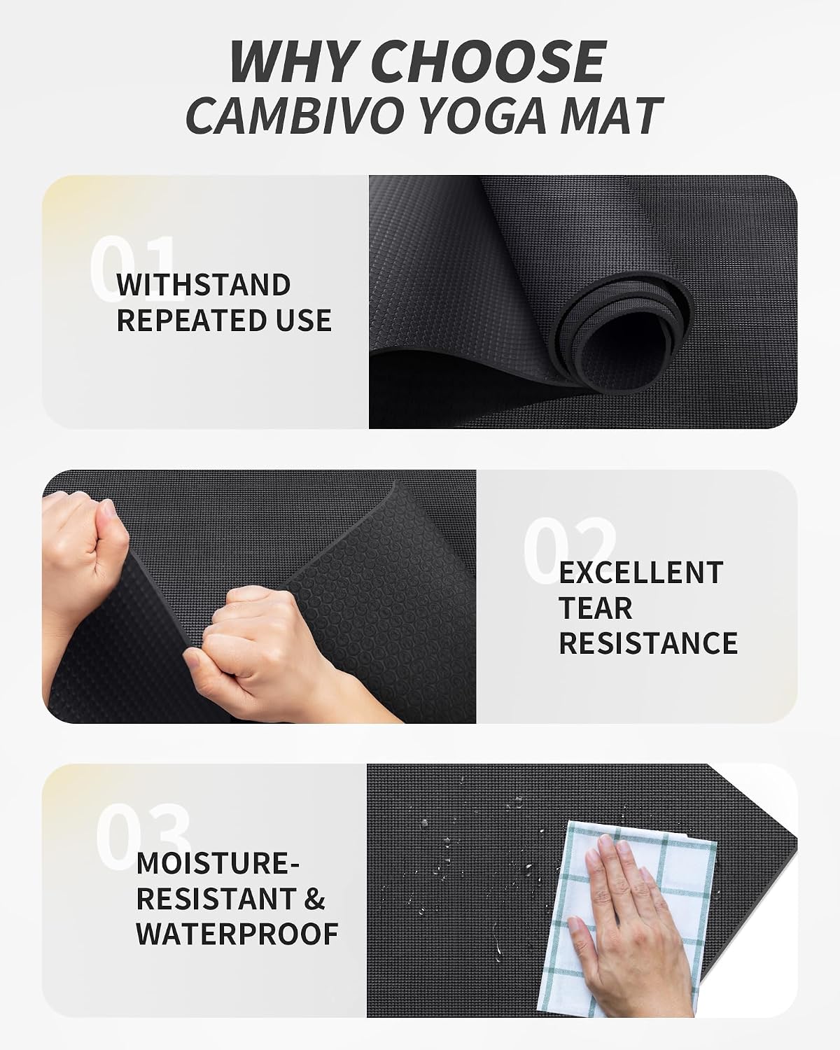 Detalle 2 de CAMBIVO Extra Long Wide Yoga Mat, 84" x 30" Cushioned PVC Workout Mat