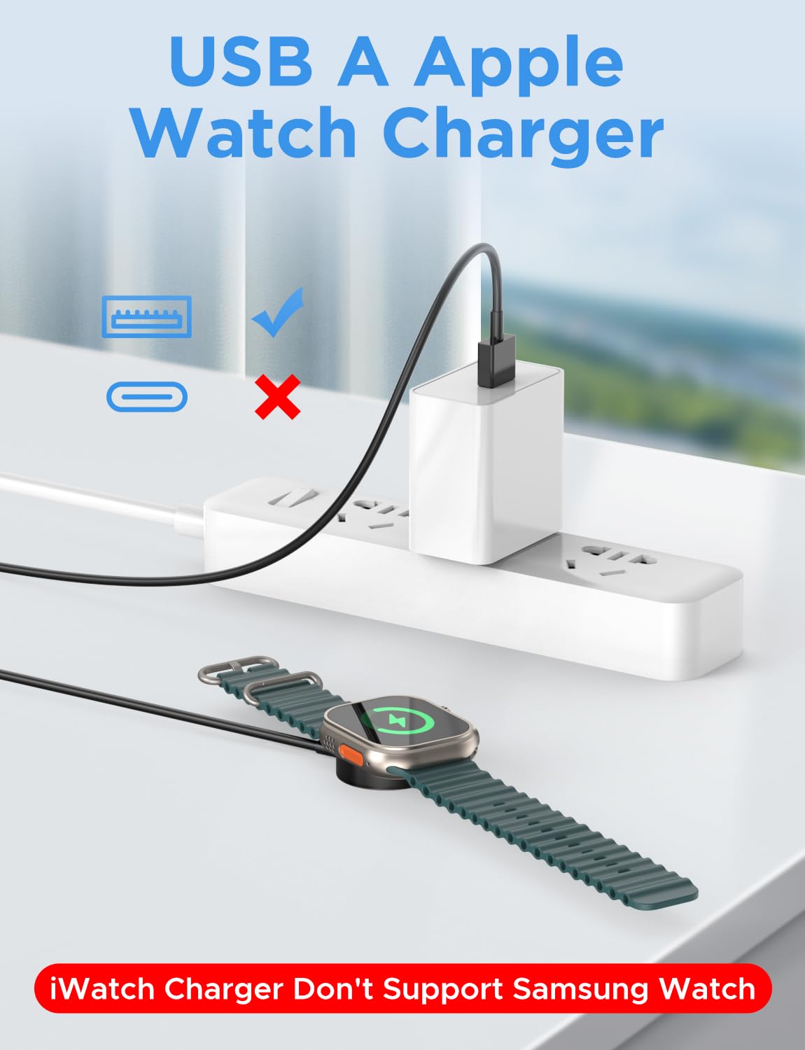 Thumbnail 3 de iWatch Ladegerät USB magnetisches Kabel (2026 Upgraded) für Apple Watch – Serie 11/10/9/8/7/6/SE bis 1, Schwarz