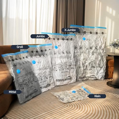 Thumbnail 4 de Amazon Basics Vakuum-Kompressionsbeutel X-Jumbo (4er Pack) mit Handpumpe – Transparent