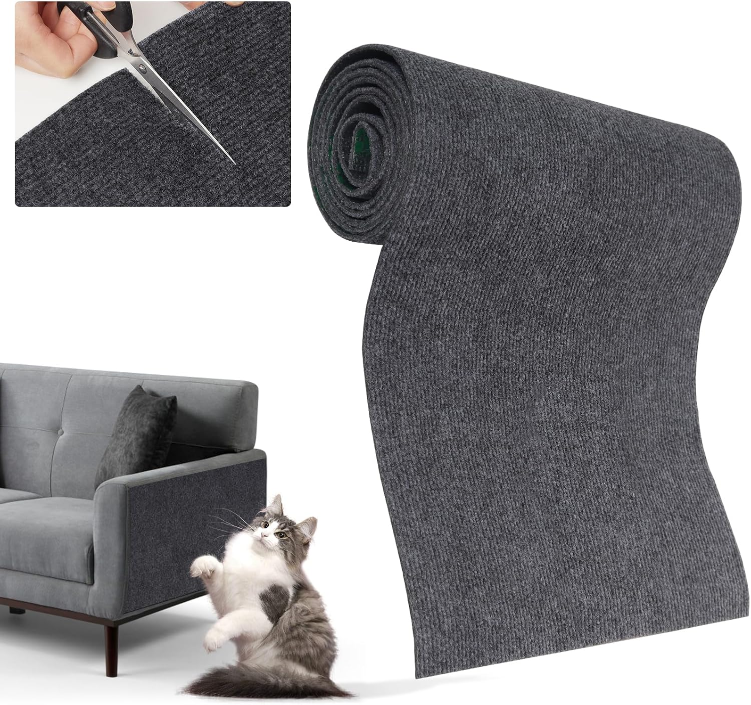 Detalle de Yokuni Kratzmatte Katze 200 cm x 40 cm – Selbstklebend, flexibel zuschneidbar