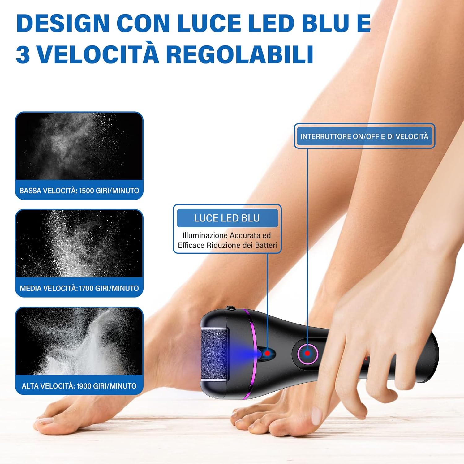 Thumbnail 1 de Ehomfory Pedicure Elettrico Professionale Piedi: Set Rimozione Calli con 3 Velocità e Illuminazione