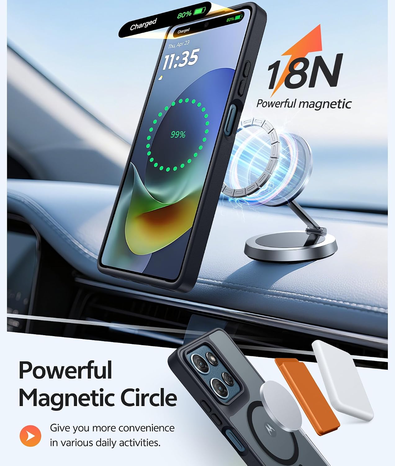 Detalle de FNTCASE Moto G Play 2026 / G 2026 / G 2025 Case, Magnetic, Matte, with Screen Protector