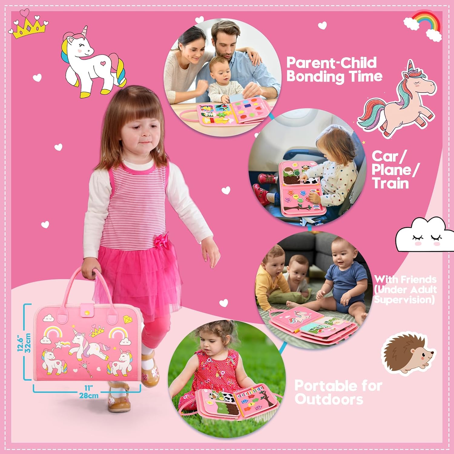 Thumbnail 3 de Toddler Sensory Busy Board Travel Toy Activity Book (Ages 3–4) for Fine Motor Skills