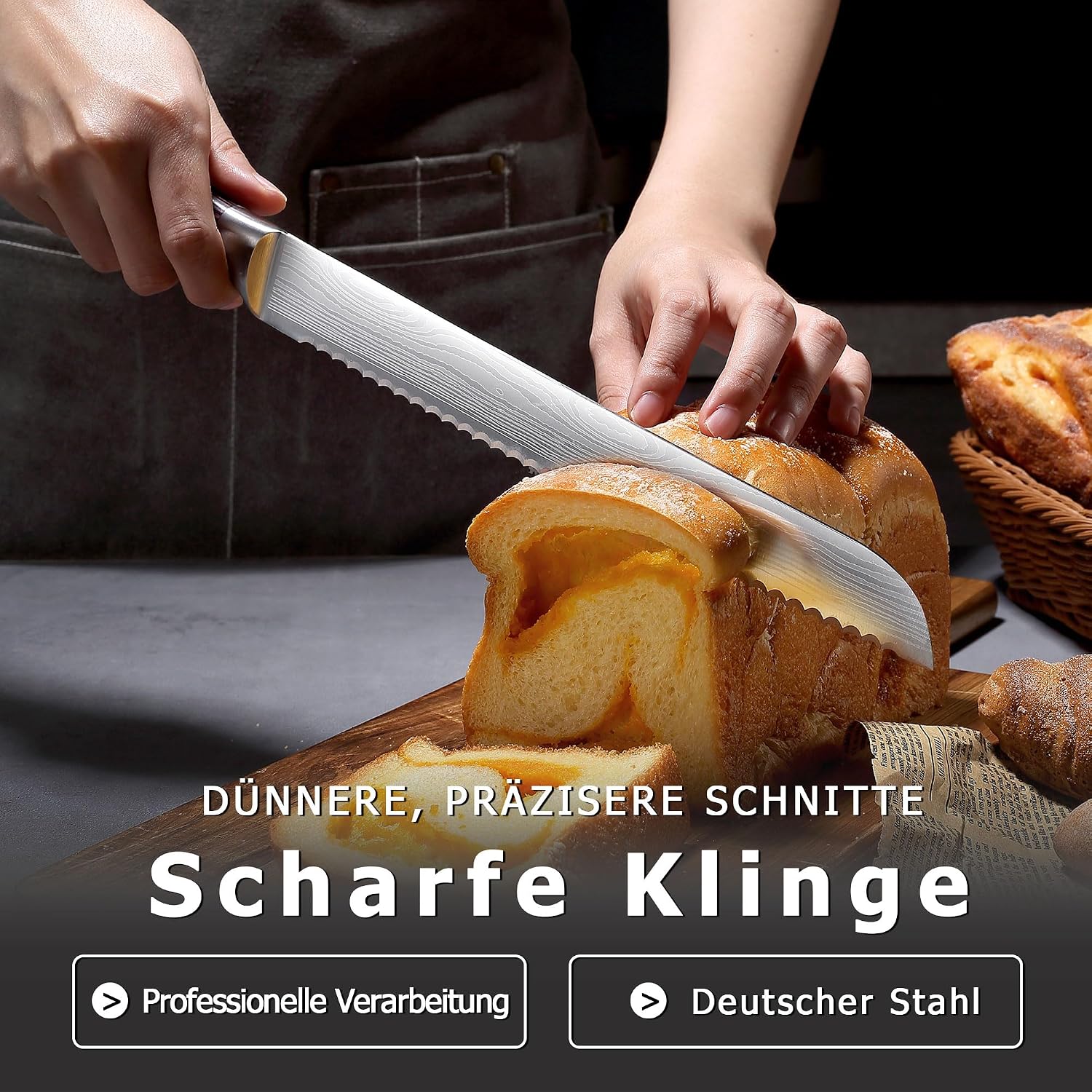Detalle 2 de PAUDIN Brotmesser 26 cm Wellenschliff rostfreier Edelstahl