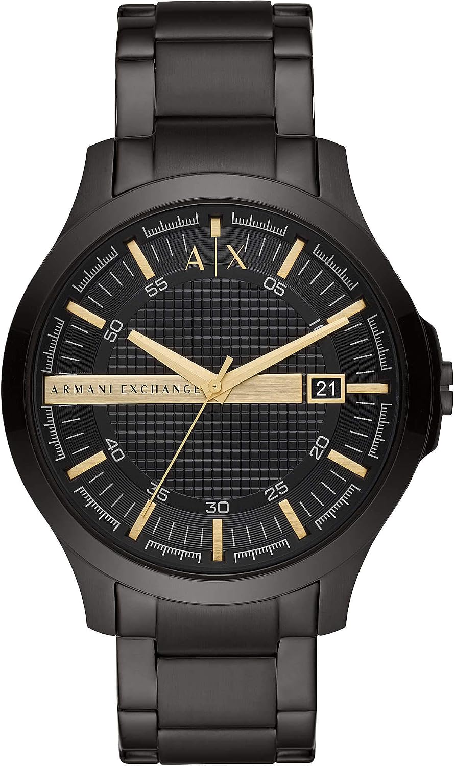 Detalle de Armani Exchange Montre pour Hommes – Mouvement Date à Trois Aiguilles, Ø46 mm, Bracelet acier inoxydable bicolore