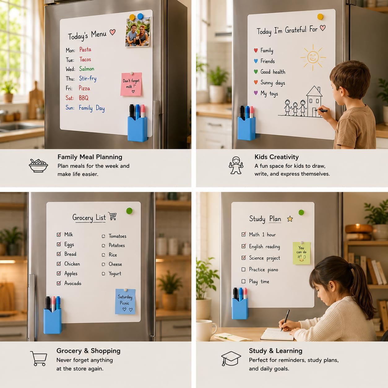Detalle de Babenoun 18" x 24" Magnetic Dry-Erase Whiteboard for Fridges, Cut-to-Size