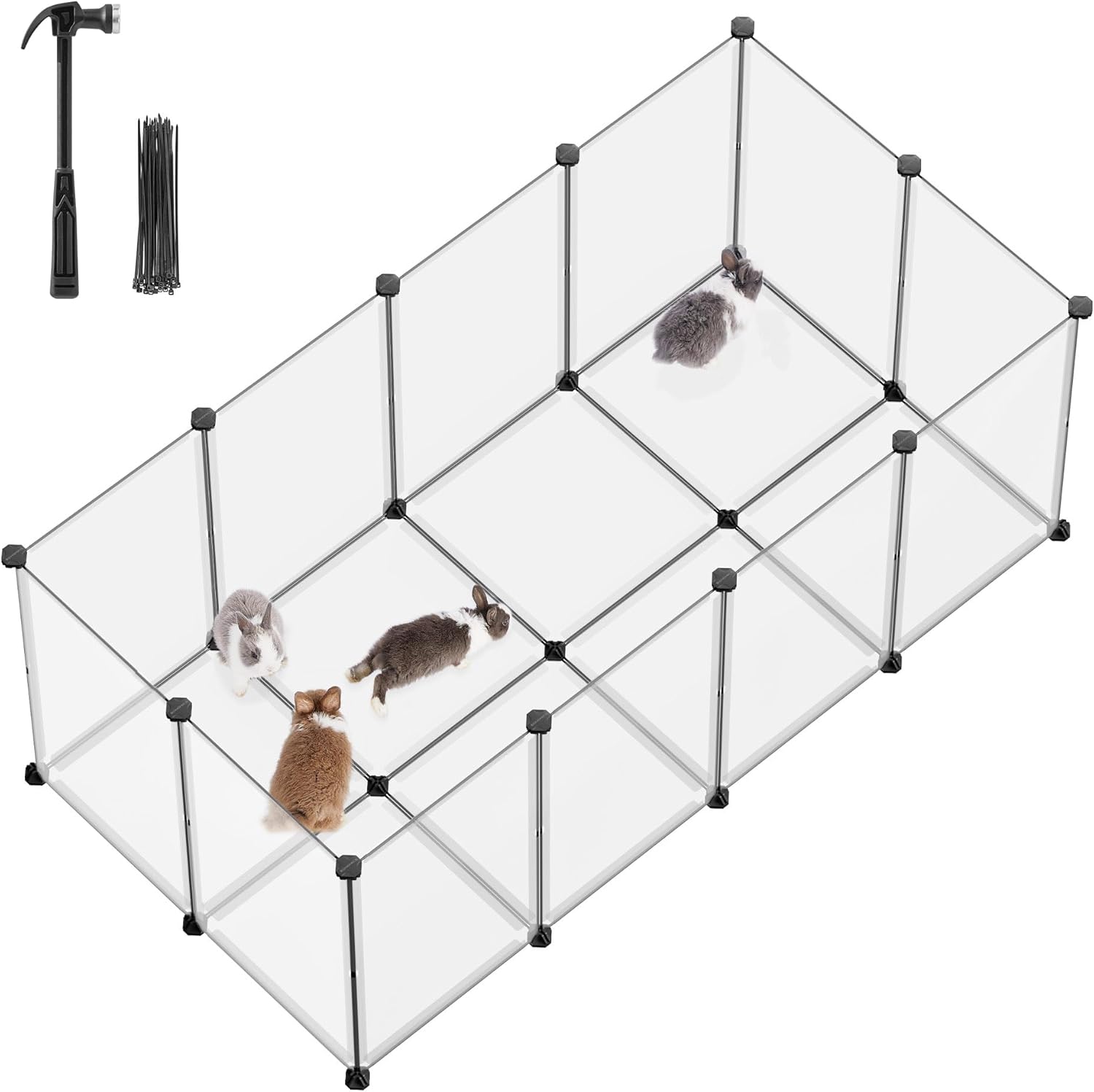 SONGMICS Freigehege mit Bodenplatten 140 x 70 x 55 cm – weiß LPC007W01