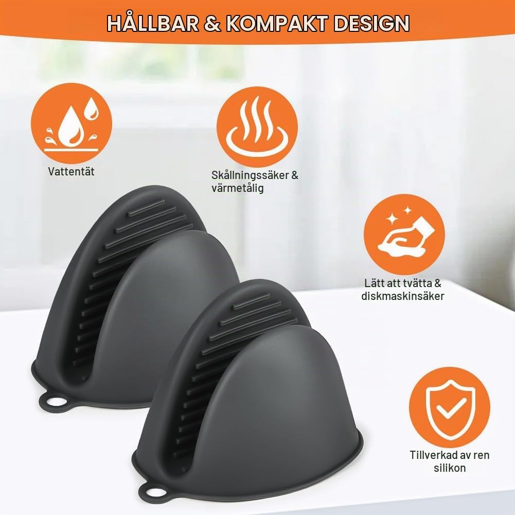 Detalle de AUAUY silikonugnsvantar, 2-pack med halkfritt grepp, upp till 230 °C