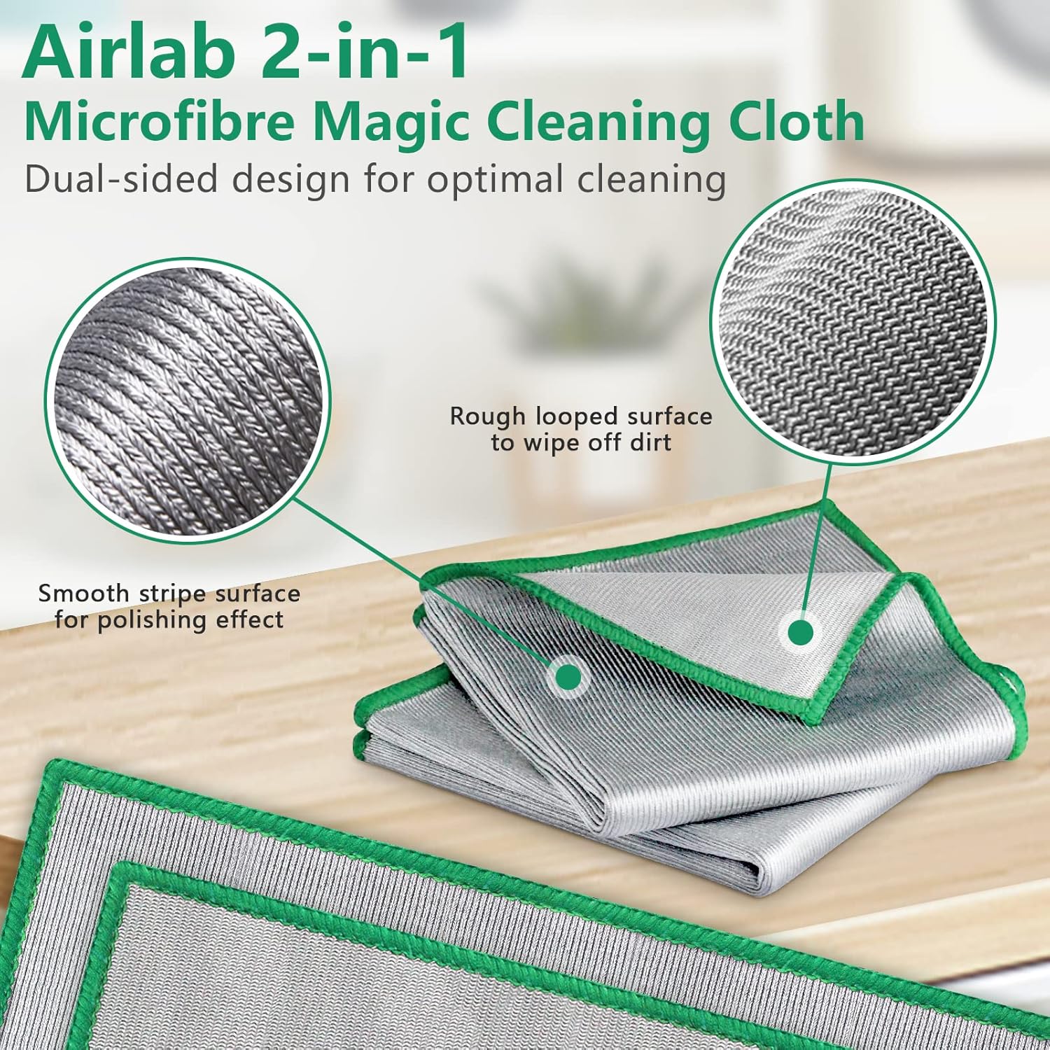 Detalle de Airlab 6x Magic Glass Cleaning Cloth – Double-Sided Microfibre, 30 x 30 cm