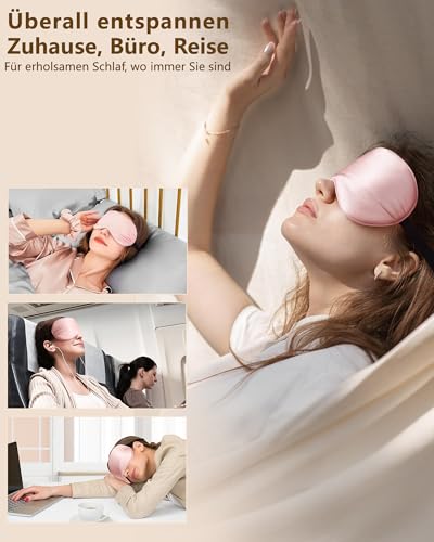 Detalle de Aosun Seiden Schlafmaske für Seitenschläfer, 22 mm, 100% Bio-Maulbeerseide – Lichtblockierende Augenmaske mit verstellbarem Band