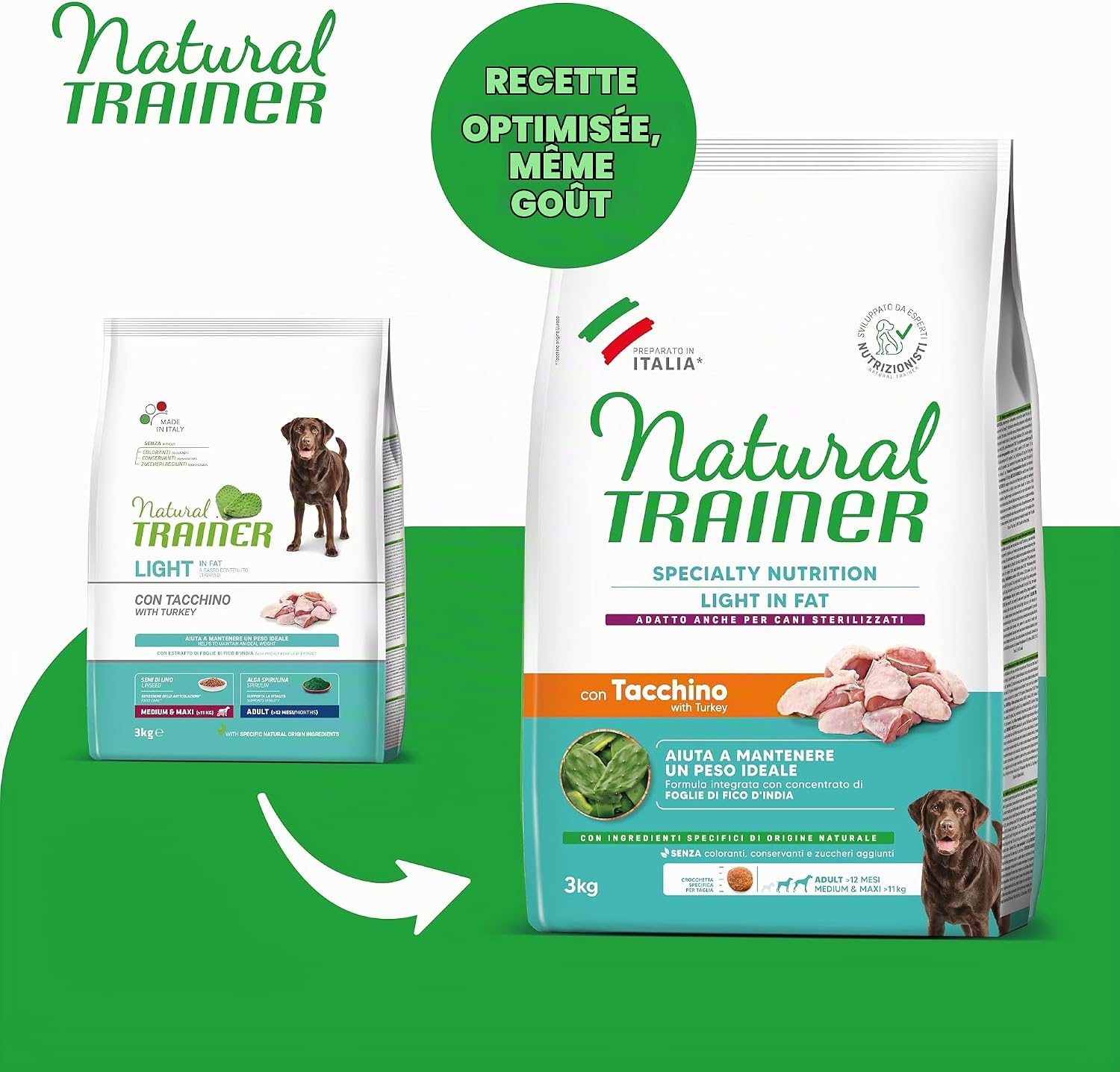 Detalle de Natural Trainer Ideal Weight droogvoer voor volwassen medium-maxi honden, 3 kg