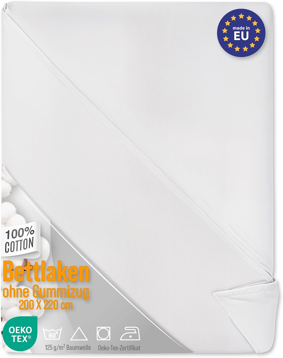 Detalle de Drap plat coton 200x220 Lot de 2