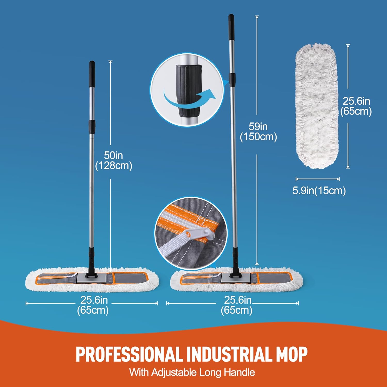 Detalle de CLEANHOME 24" Commercial Dust Mop for Floor Cleaning