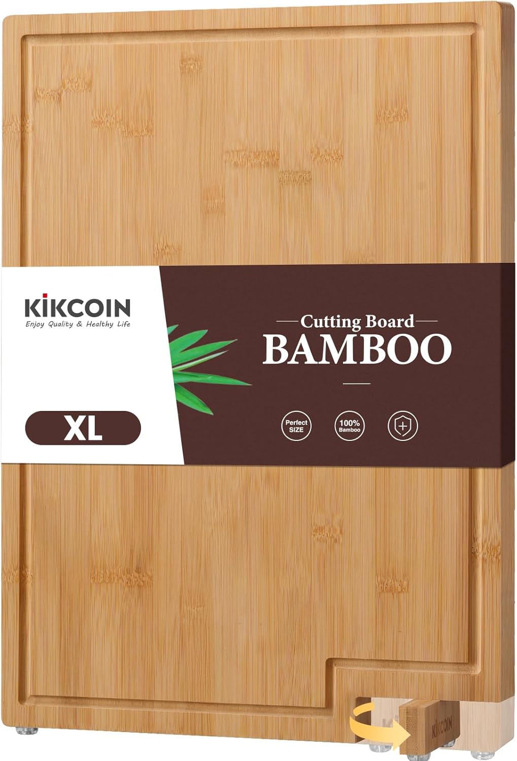 Detalle de Kikcoin Bamboo Cutting Board 17x11.3" ⚙
