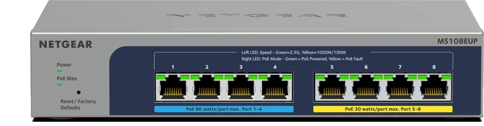 Thumbnail 12 de Netgear MS108EUP Multi-Gigabit-Switch mit 8 Ports, PoE und PoE++ (Ultra60)