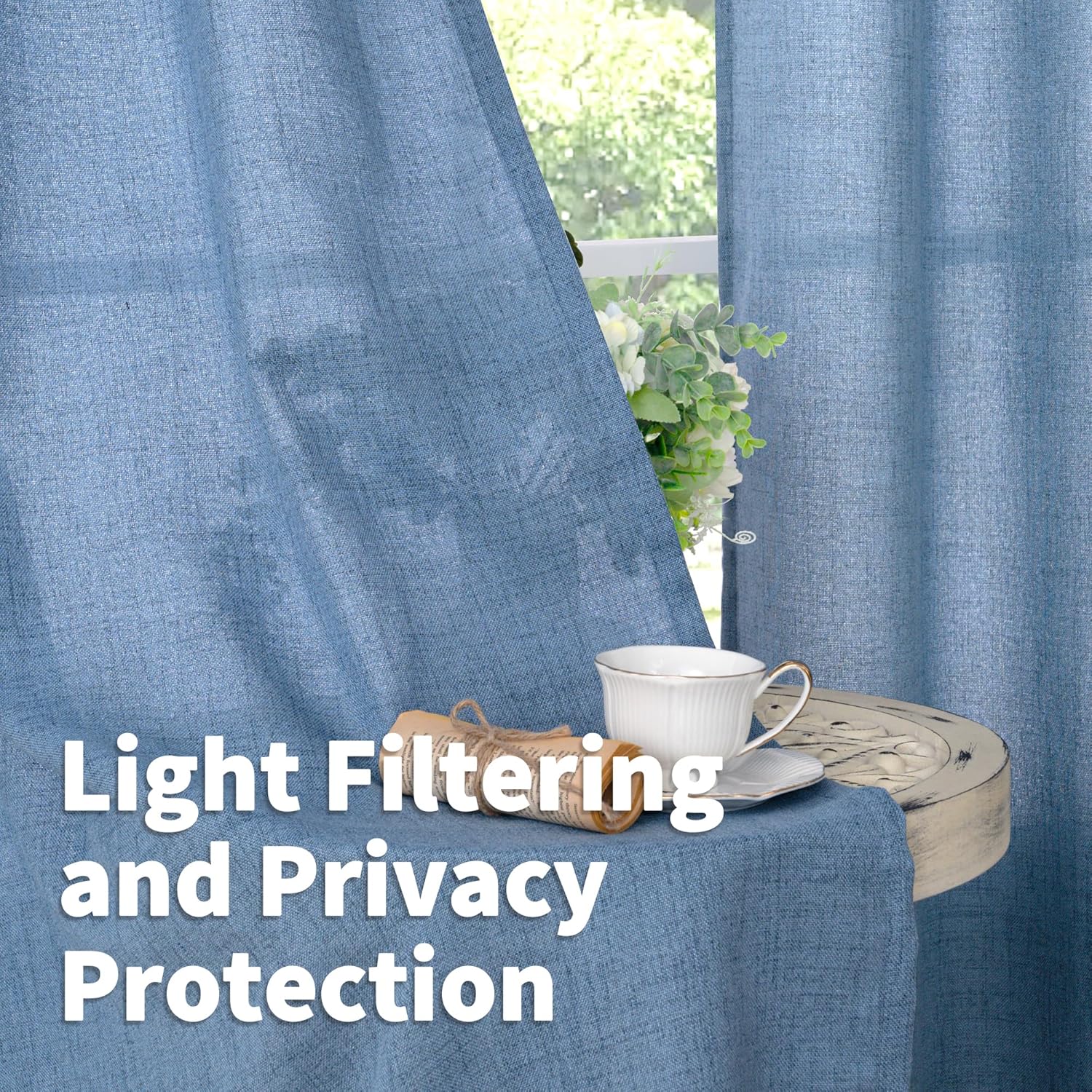 Detalle de YoungsTex Light-Filtering Curtains, 42 x 54 Inches