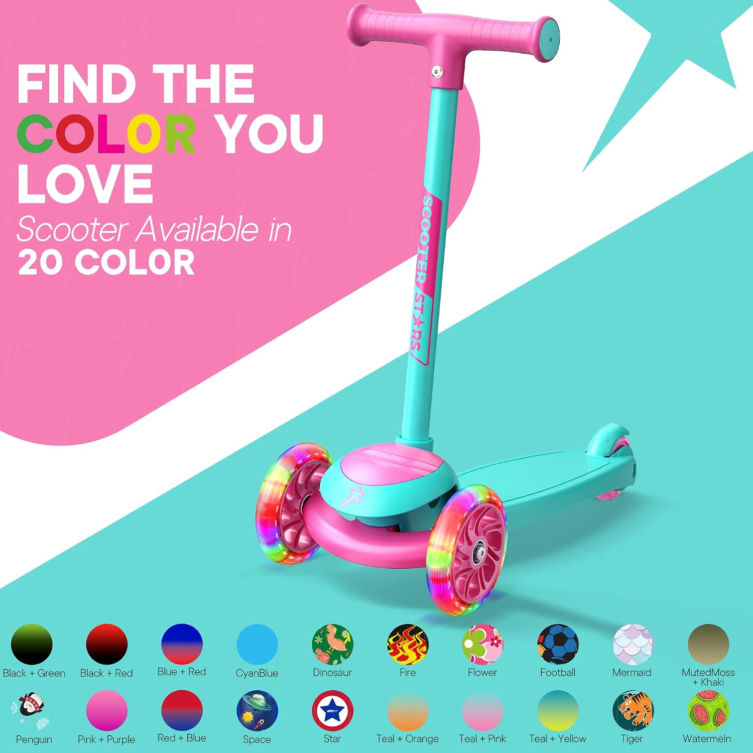Thumbnail 6 de 3 Wheel Scooter for Kids LED Light-Up Wheels 🛴