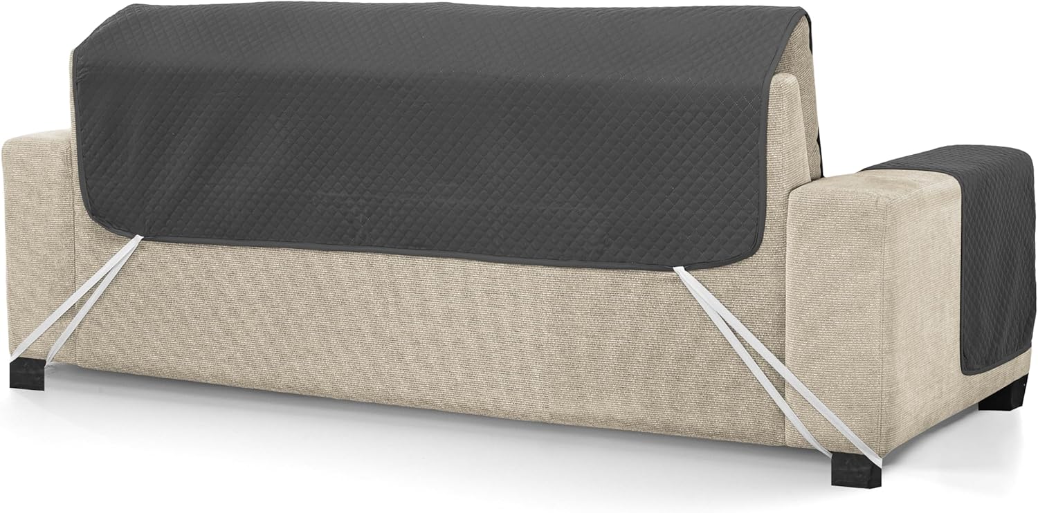 Detalle 2 de Martina Home Diamond Copridivano imbottito 3 Posti – Antracite/Nero: copridivano reversibile, lavabile e pratico