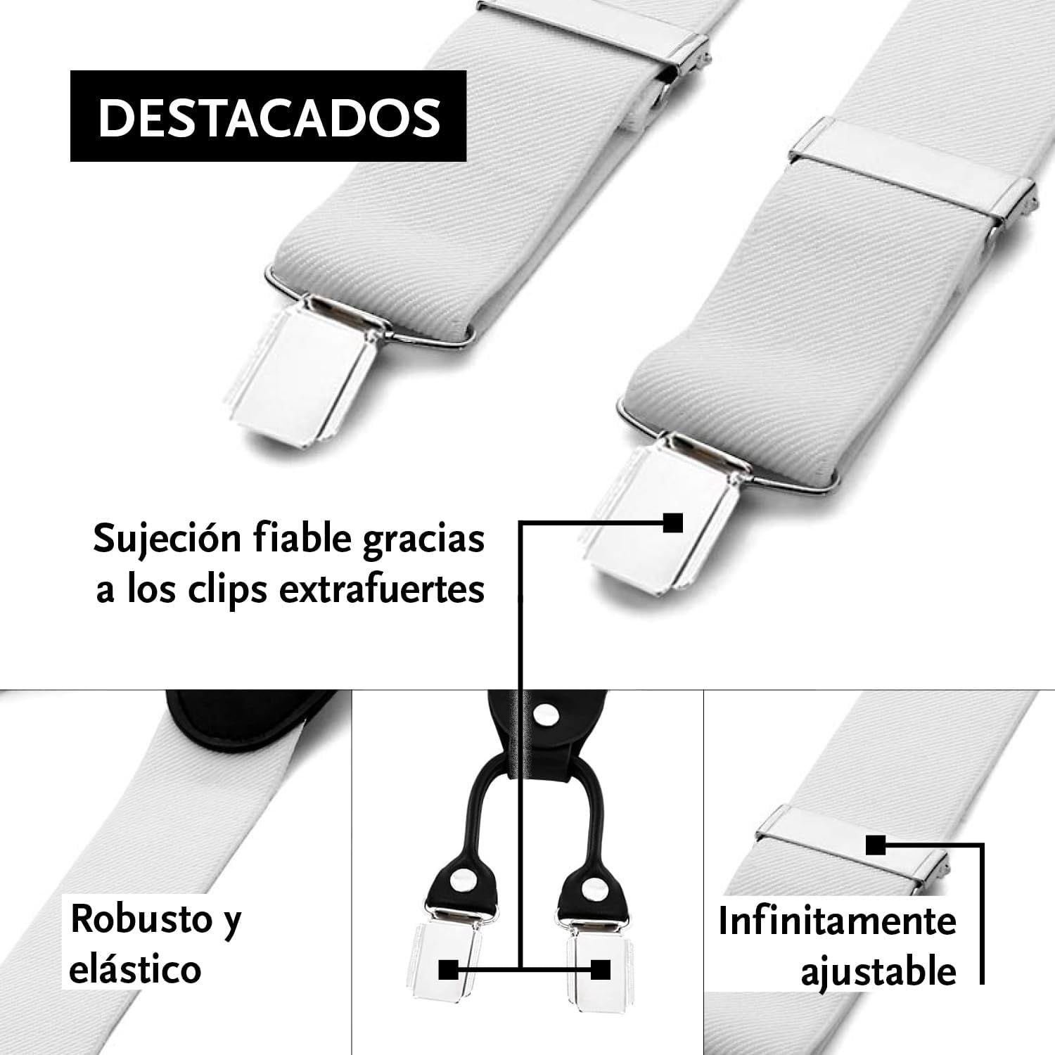 Detalle 2 de DonDon Tirantes hombre anchos 3,5 cm con 4 clips