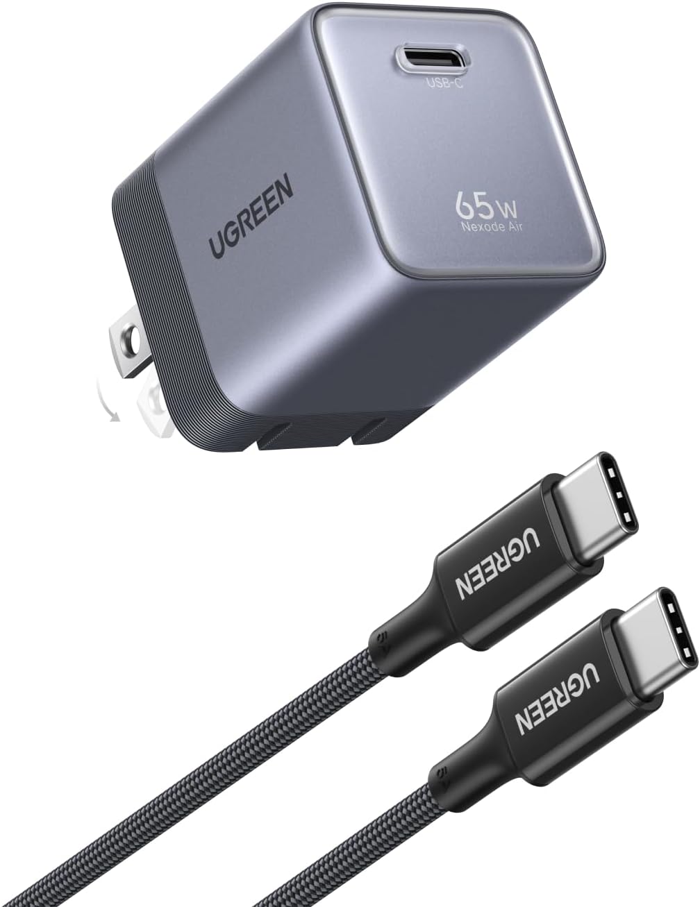 Detalle de UGREEN Nexode Air 65W USB-C Charger: Foldable GaN Brick for MacBook Air and More