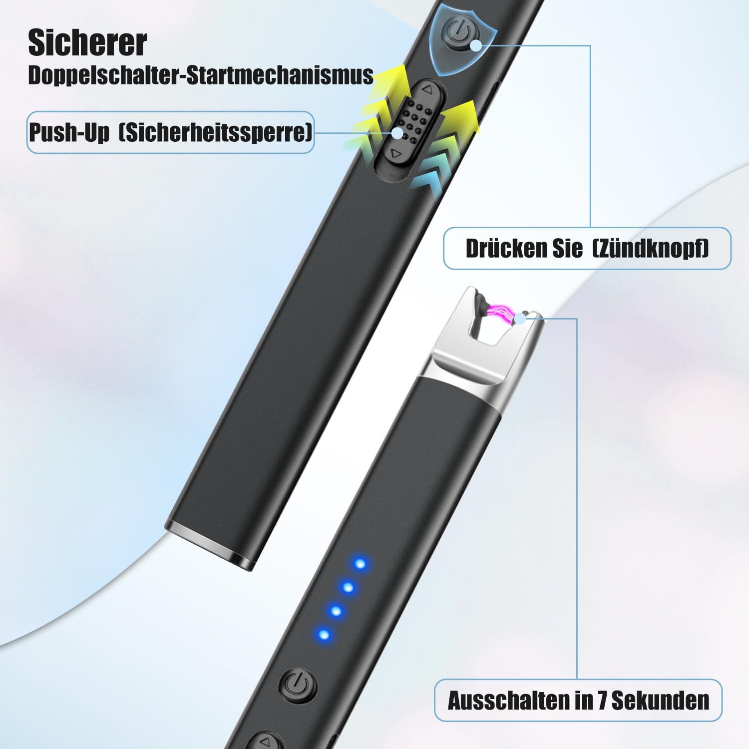 Thumbnail 3 de LcFun set van 2 USB-oplaadbare plasma-aanstekers, windbestendig en zwart