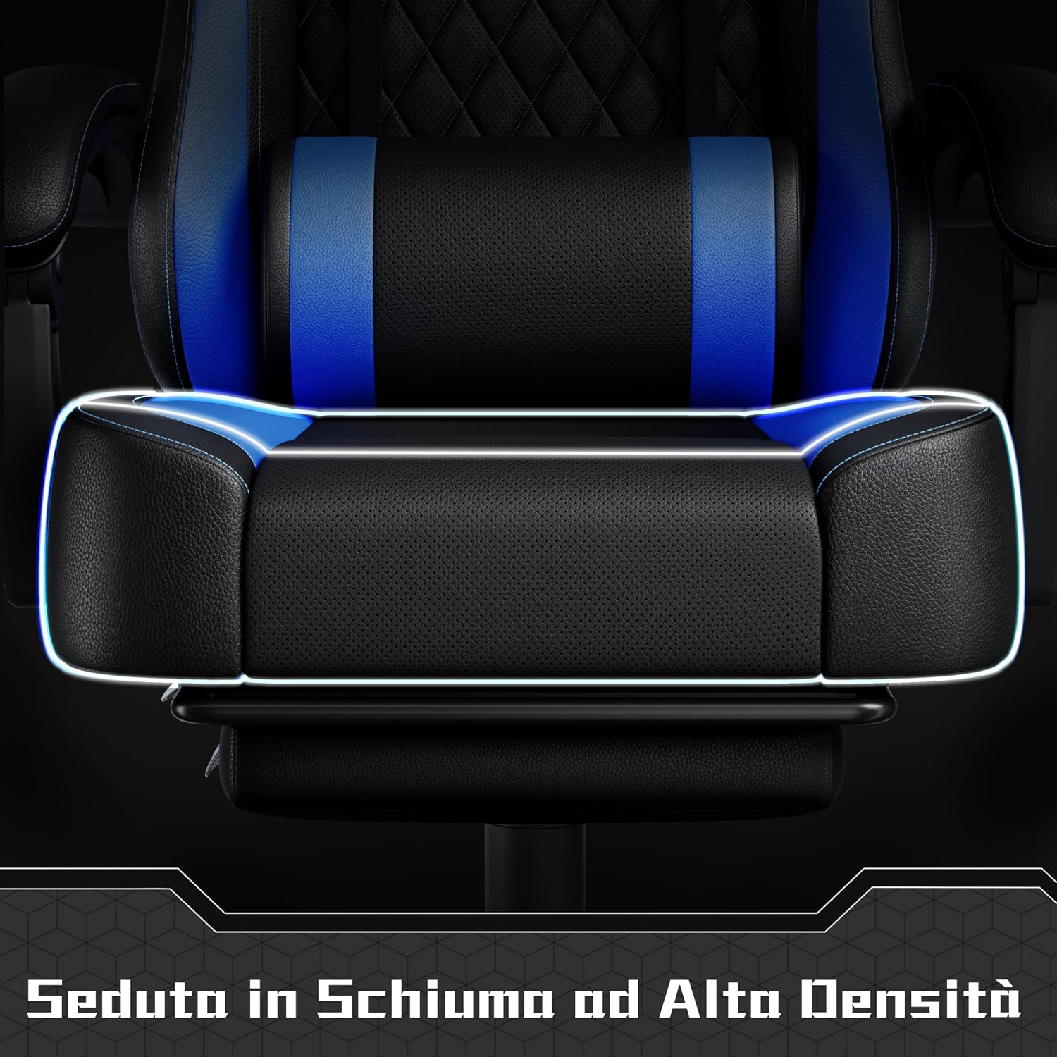 Thumbnail 3 de Yaheetech Sedia Gaming Ergonomica con Supporto Massaggio Lombare e Poggiapiedi Estraibile