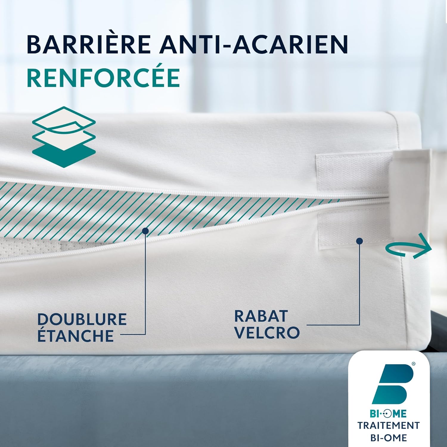 Thumbnail 2 de Dreamzie housse de matelas 140x200x20 cm intégrale anti-acariens et punaises, imperméable, avec fermeture éclair