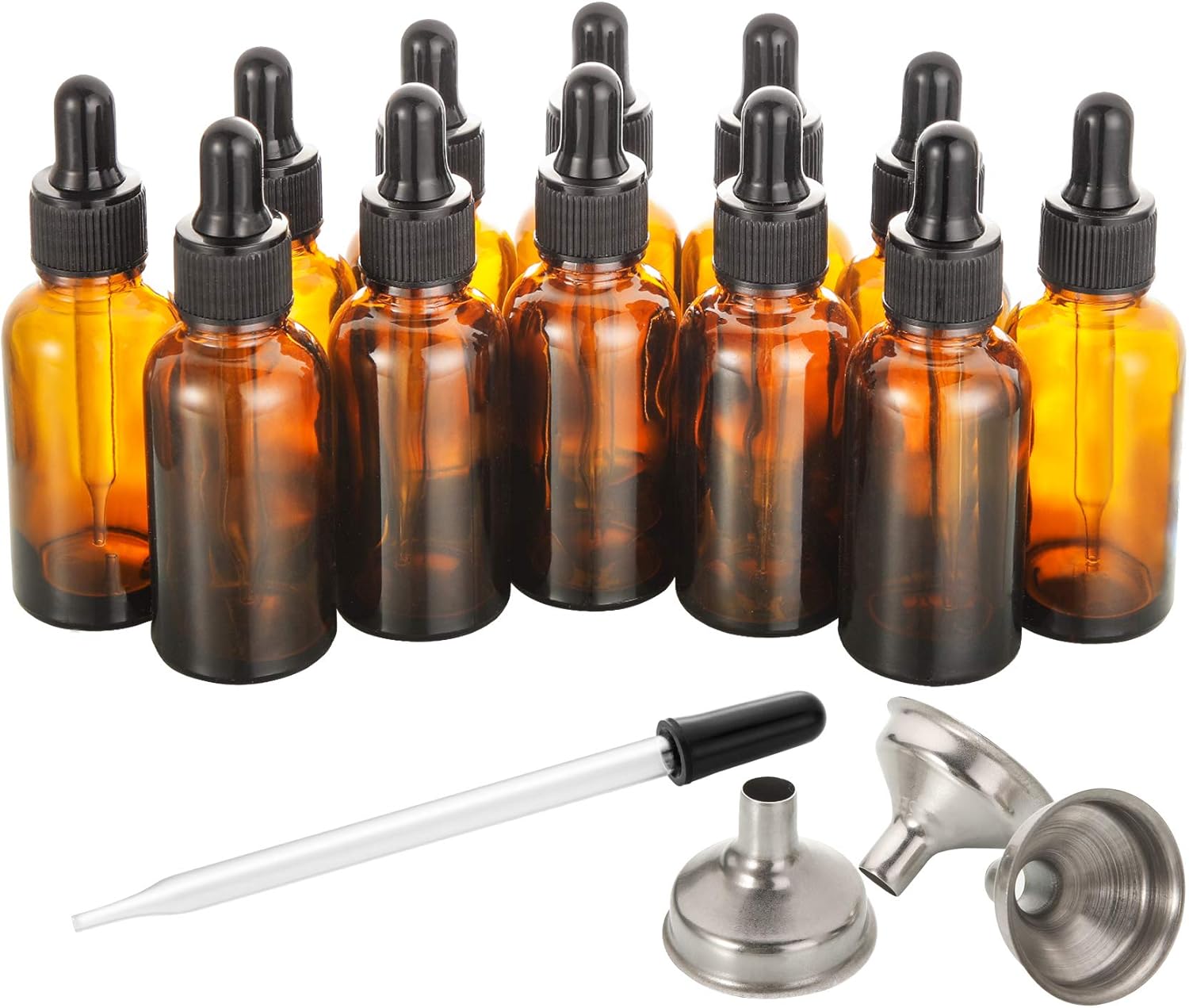 Detalle de 2 oz Amber Glass Dropper Bottles 12-Pack