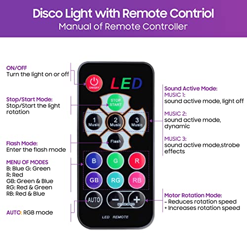 Thumbnail 3 de Detake Discokugel – Discokugel mit Licht, Musikaktiviert, USB & 360°-Drehung
