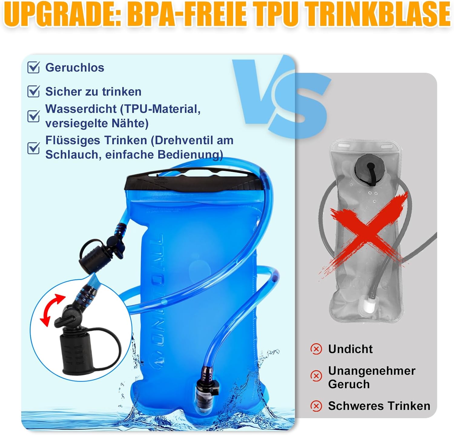 Detalle 2 de ONETOALL Laufweste Damen Herren mit 2L Trinkblase und 500 ml Flasche (reflektierend, ca. 150 g, 6 l)