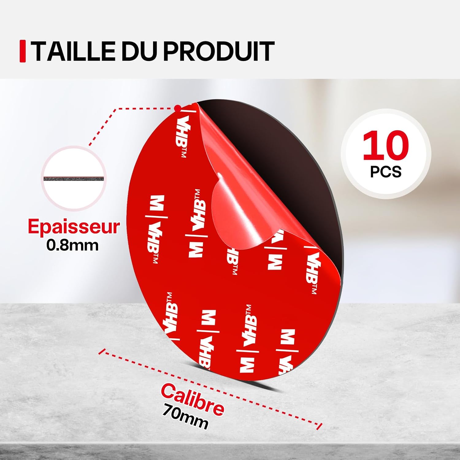 Thumbnail 1 de FIXCHORD nastro biadesivo impermeabile per tamponi adesivi, extra forte, 10 pezzi da 70 mm