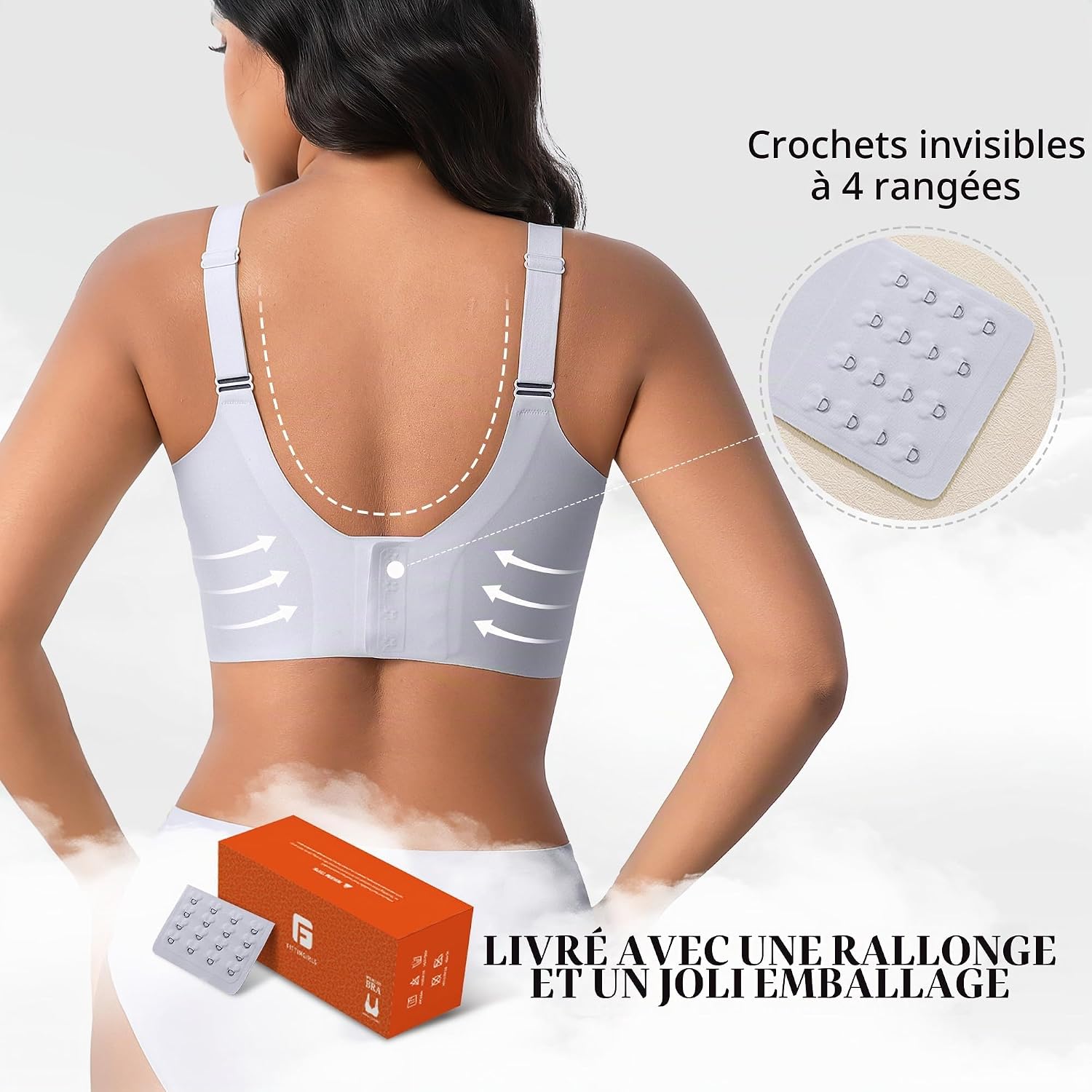 Detalle de Fittingirls draadloze beha met lifting, halfvaste cups en brede antislipbandjes
