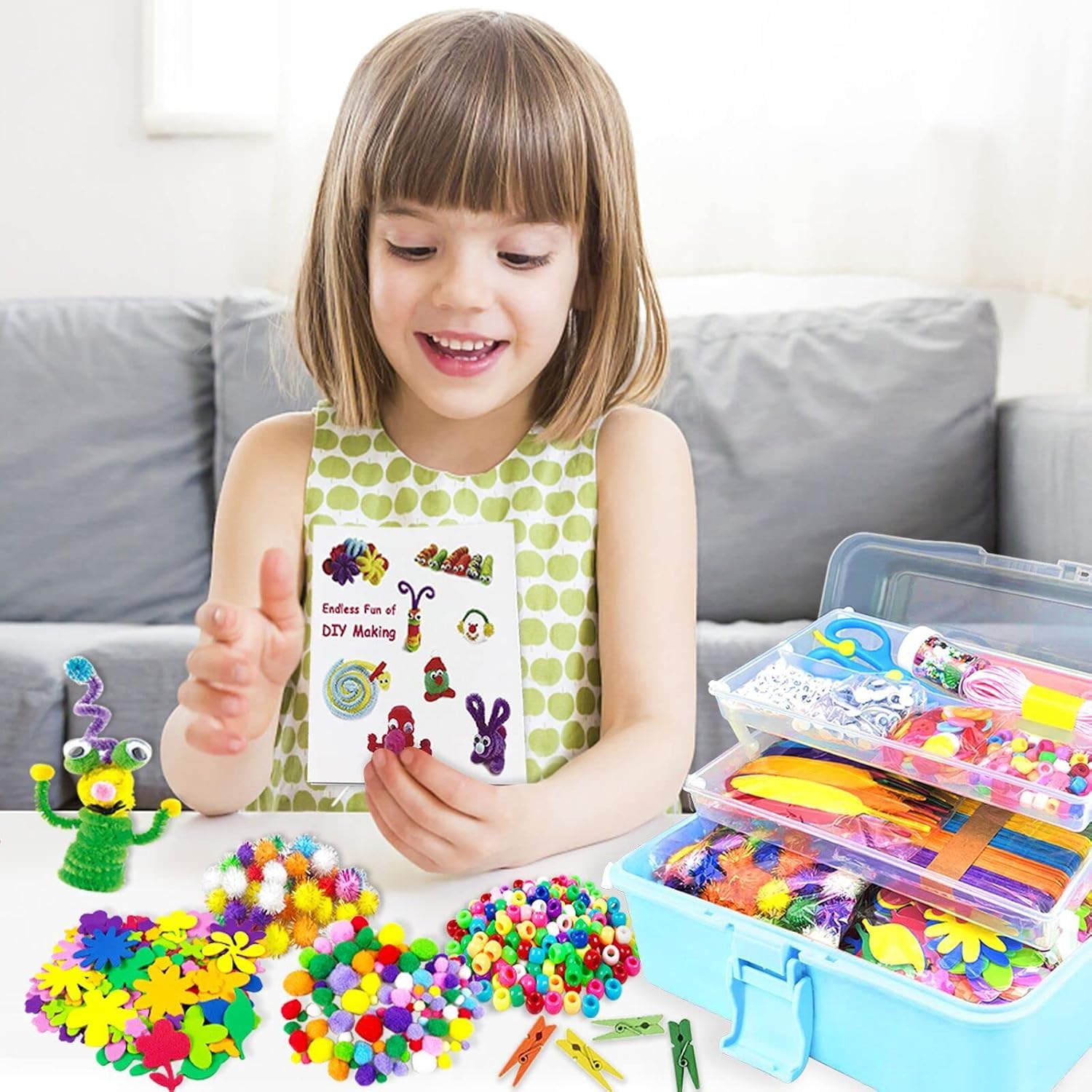 Thumbnail 5 de VLUINANI 3000Pcs Kids Craft Kit with 3-Tier Box for Ages 4–9