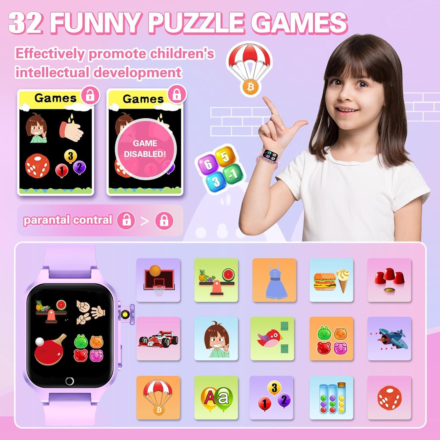 Detalle 2 de Ruopoem Smartwatch per Bambini con 32 Giochi: divertimento educativo e controllo parentale in un unico device