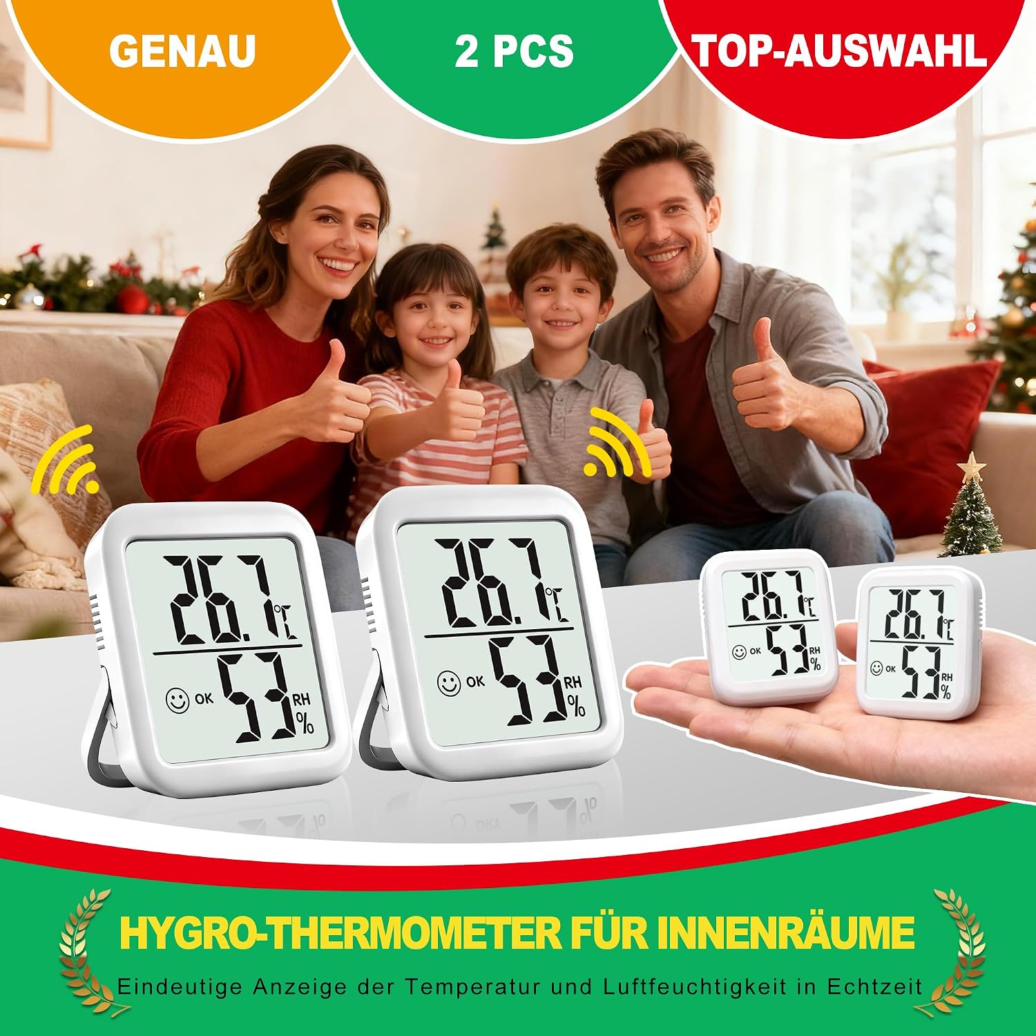 Thumbnail 6 de Antonki 2er-Set Thermometer Hygrometer Innenraum – Präzise Temperatur- und Luftfeuchtigkeitsmessung für Haus, Gewächshaus und mehr