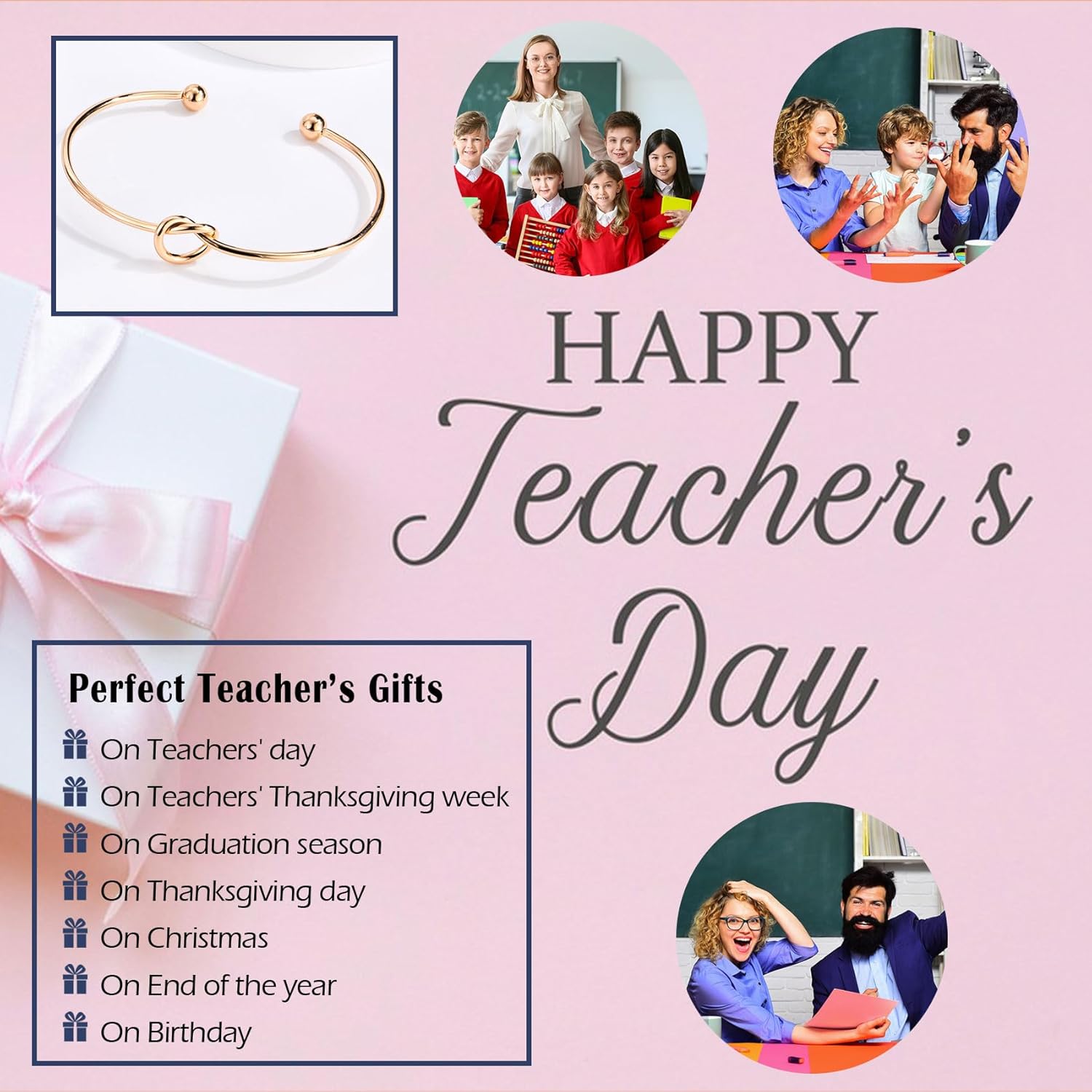 Thumbnail 4 de CERSLIMO Teacher Gifts: 6-Pack Knot Bracelets with Message Cards for Women