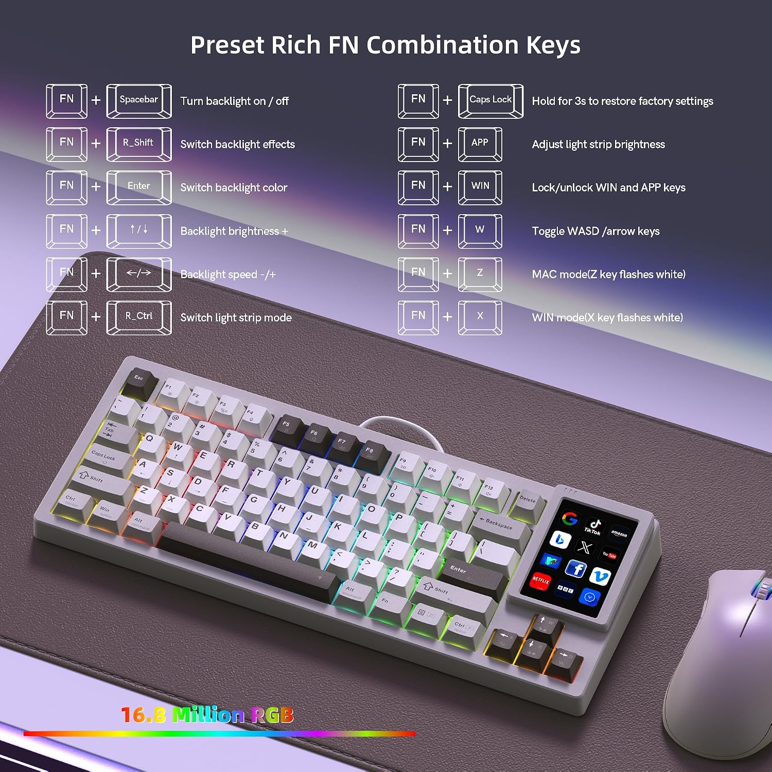 Thumbnail 6 de Womier DUO87 Modular 75% Mechanical Keyboard with Detachable Touchscreen and RGB