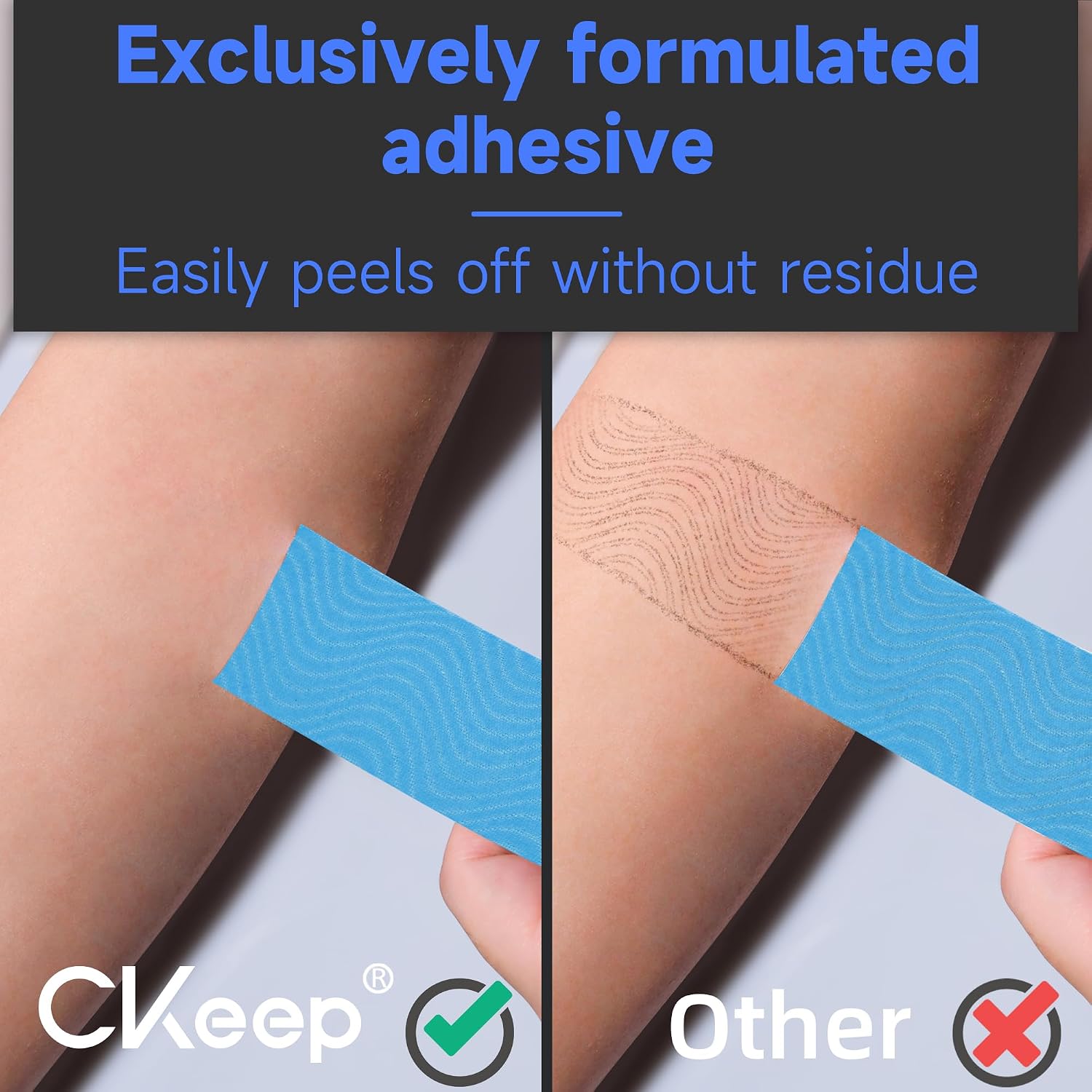 Detalle de CKeep Kinesiology Tape, Uncut Elastic Athletic Tape — 2 Rolls (Light Blue) for Joint & Muscle Support