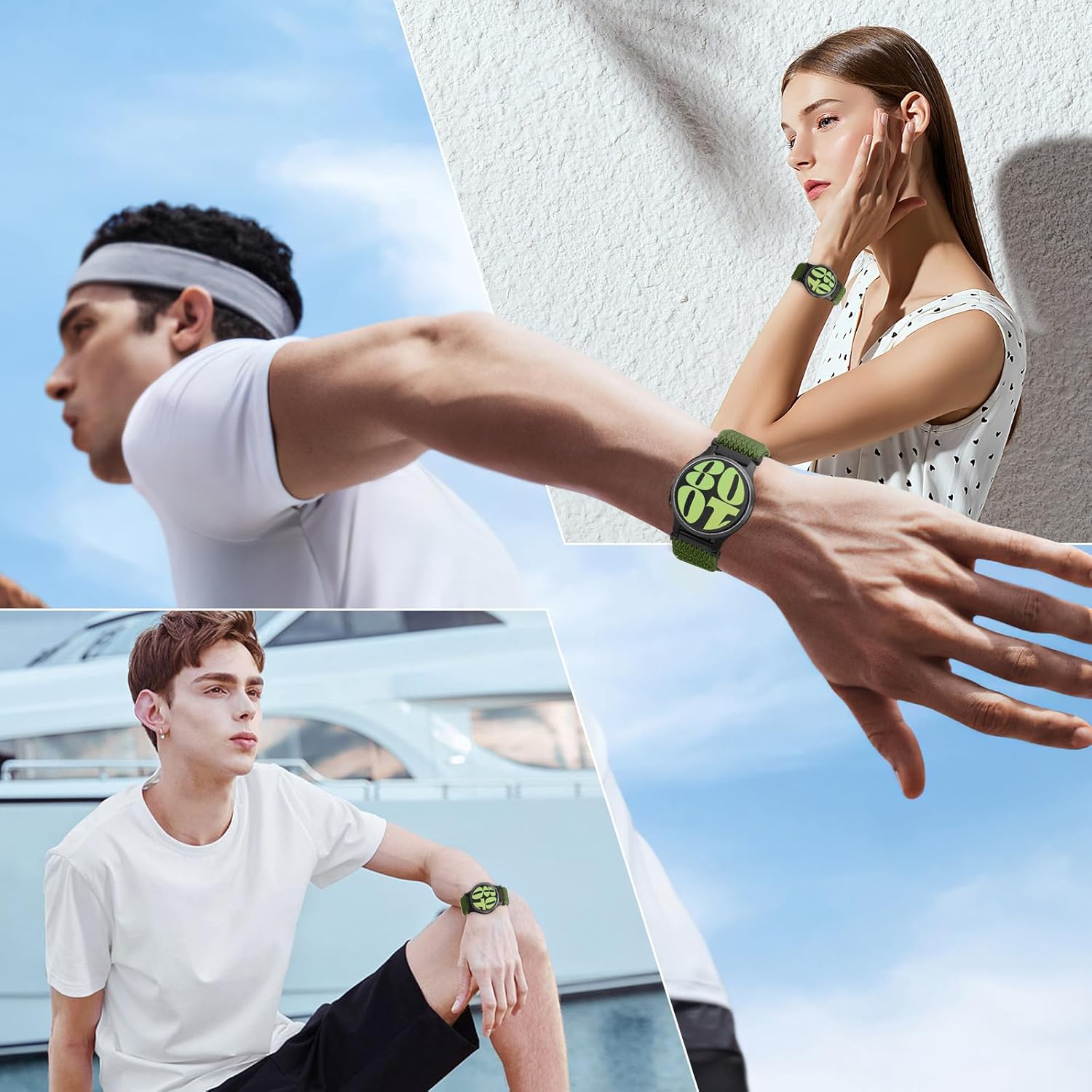 Thumbnail 6 de Relting 4-Pack 20mm Elastic Nylon Watch Bands with Quick Release Pins (Compatible with Garmin & Amazfit)