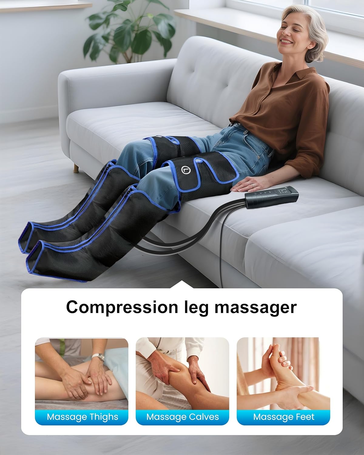 Thumbnail 5 de COMFIER Beinmassagegerät mit Wärme & Kompression (3-in-1) – 6 Modi, 3 Intensitätsstufen