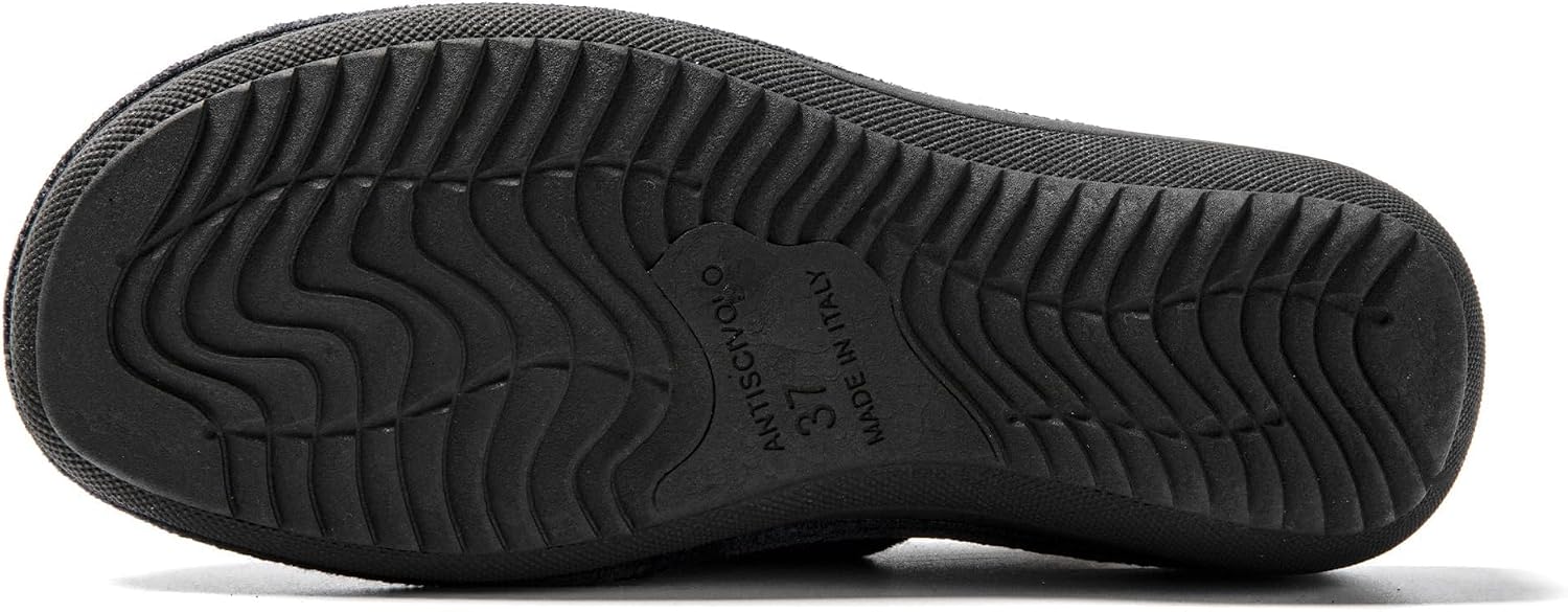 Detalle 2 de JOMIX winterpantoffels voor dames met sleehak, imitatiebont en strass