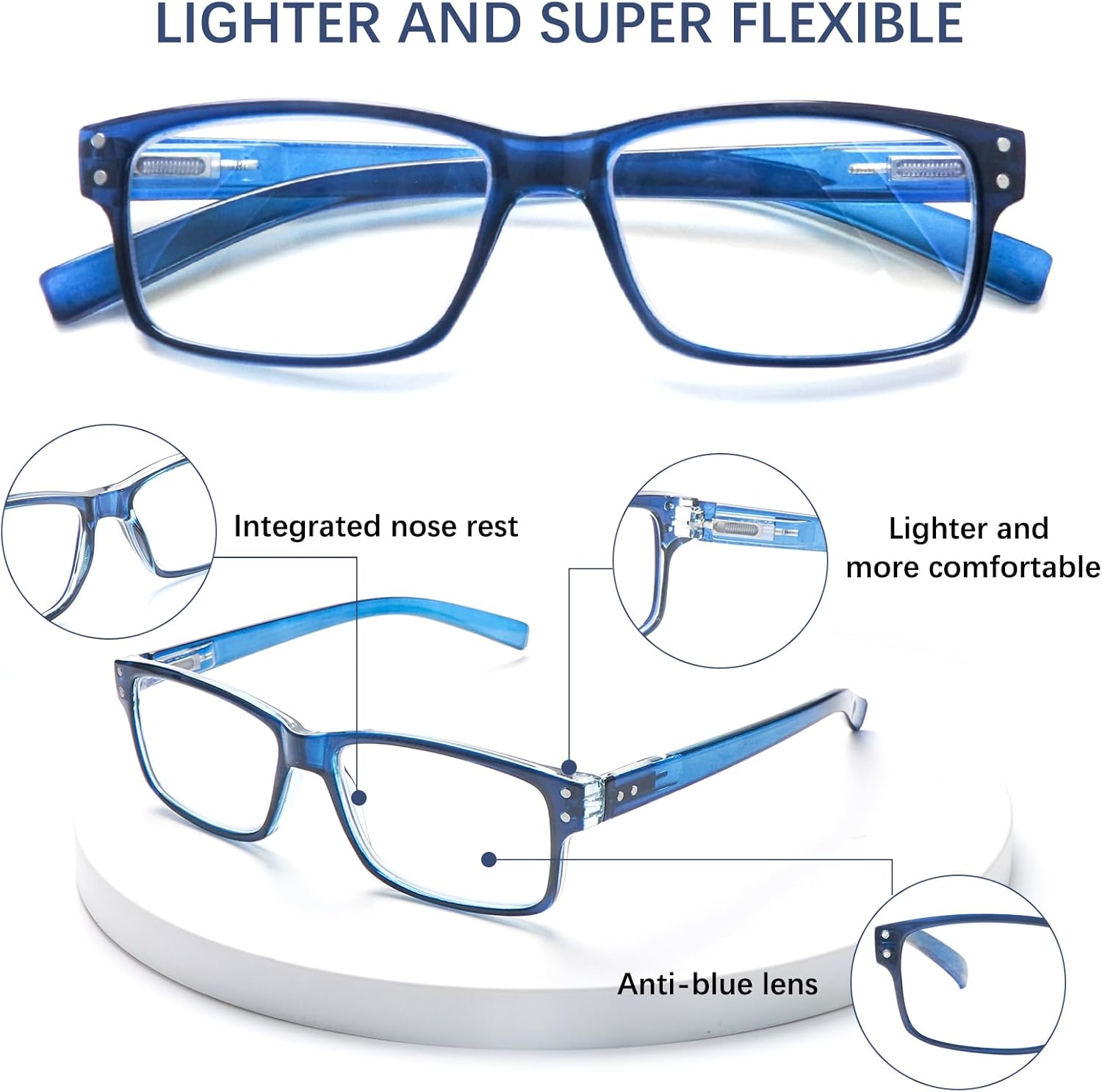 Thumbnail 2 de ZONLON 6 Pack Reading Glasses (Blue Light Blocking) with Spring Hinges