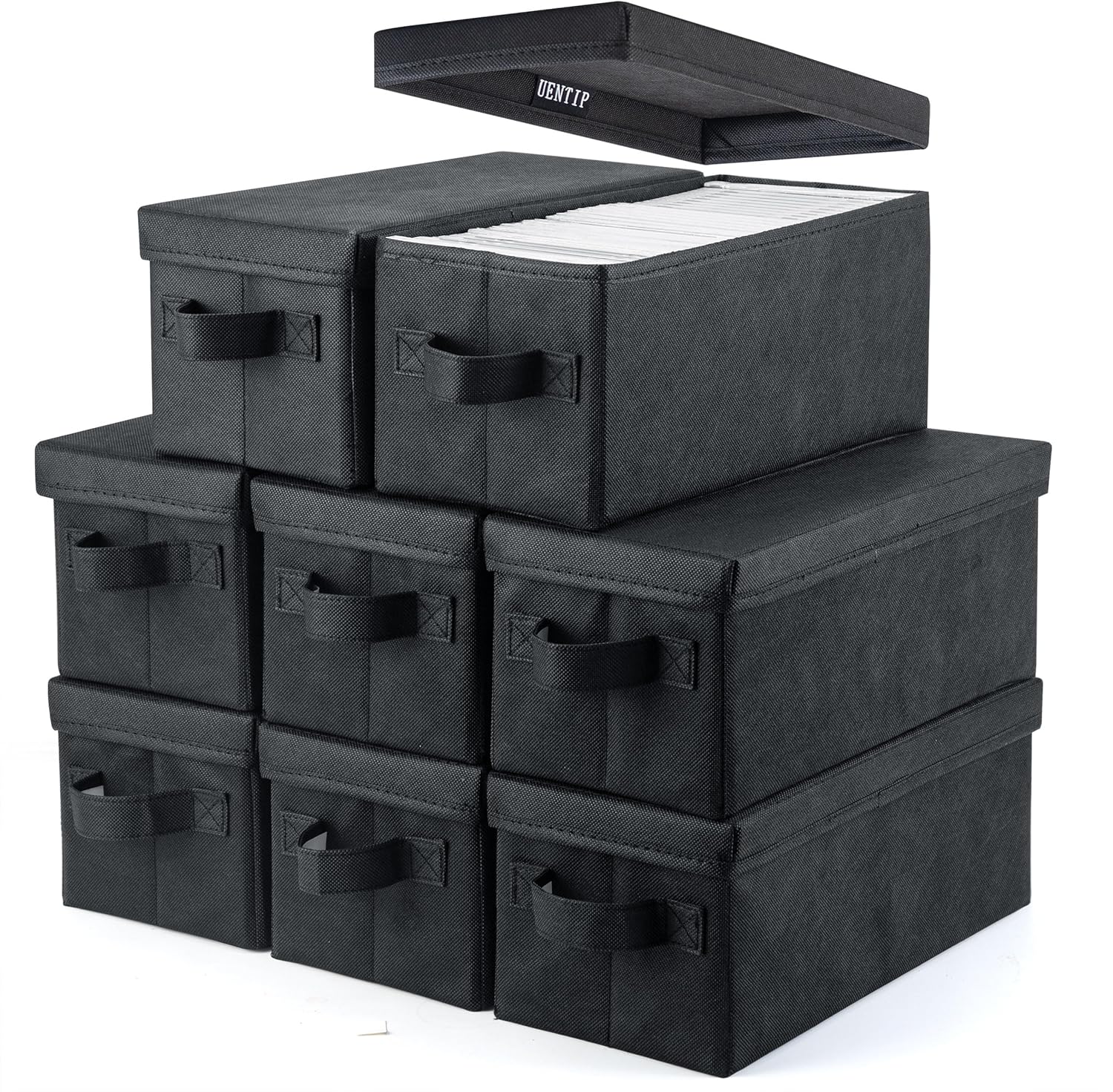 Thumbnail 6 de UENTIP CD Storage Box (Pack of 6) — Stackable cases for 30 CDs in jewel cases, 60 in slim cases, or 165 in sleeves, Black