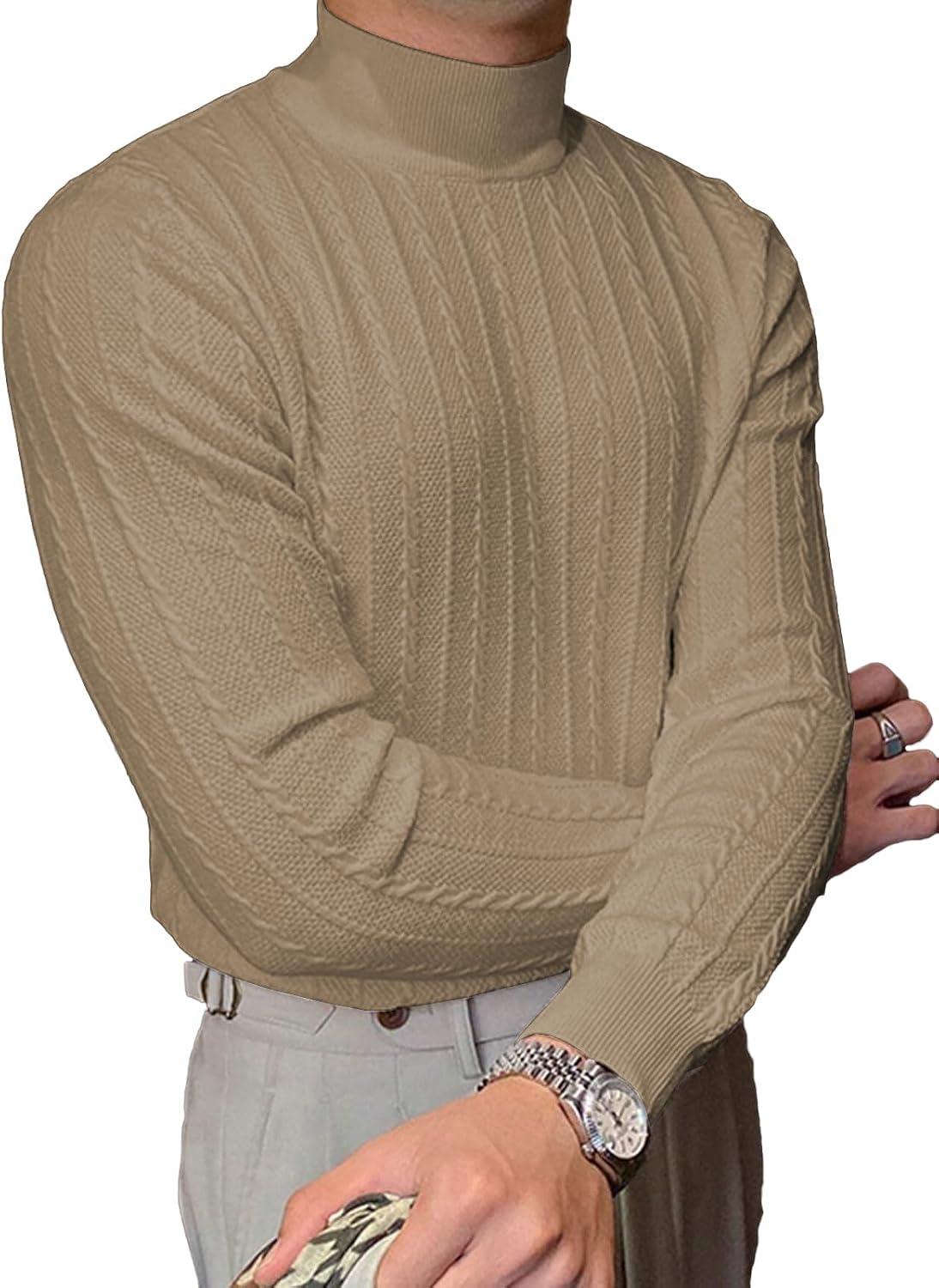 Detalle 2 de iudam Herren Rollkragenpullover Slim Fit